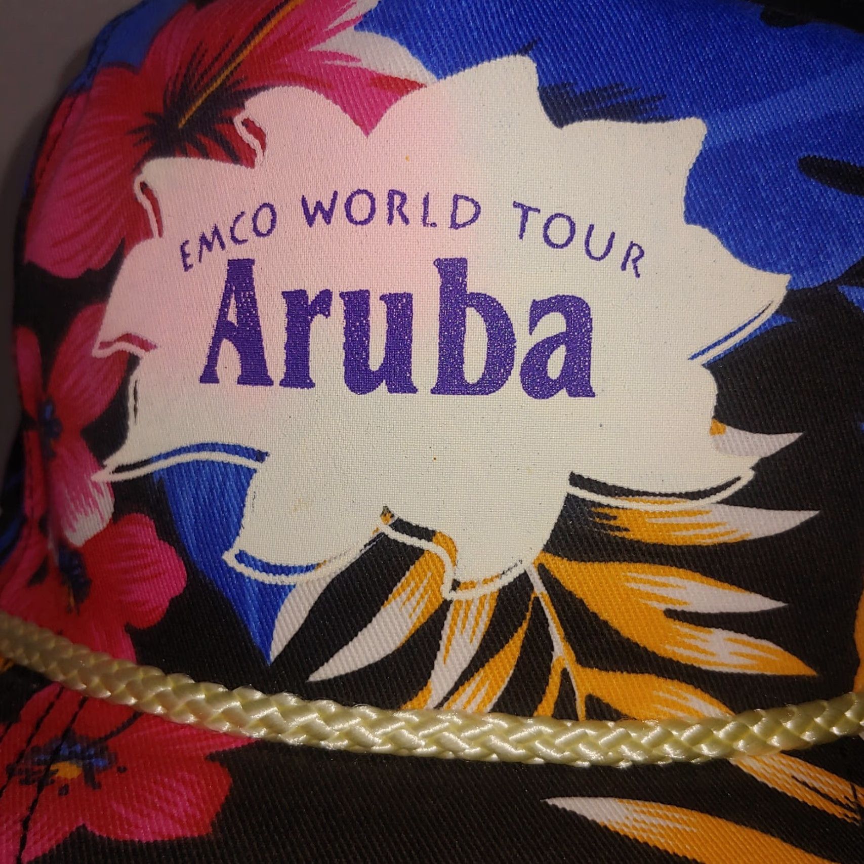 Vintage VINTAGE EMCO Aruba Cap World Tour Beach Floral Canvas Trucker Black Adjustable Unisex Adults Cap Cobra Size ONE SIZE - 2 Thumbnail