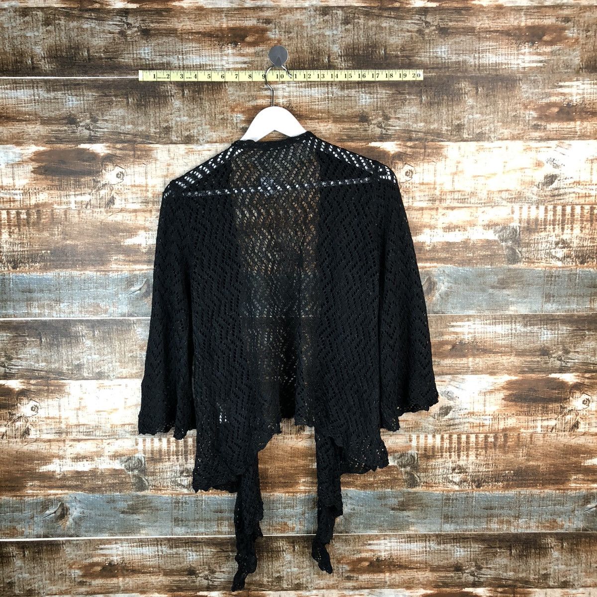 Homespun Knitwear × Japanese Brand Majolica Black Cardigan crochet meshnet Knitwear #A1350 Size M / US 6-8 / IT 42-44 - 12 Thumbnail