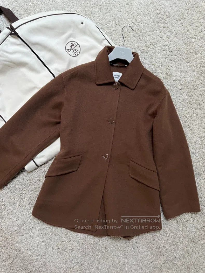 Hermes Hermes Cashmere Coat, Dark Brown, 100% Cashmere, Equestria Size S / US 4 / IT 40 - 4 Thumbnail