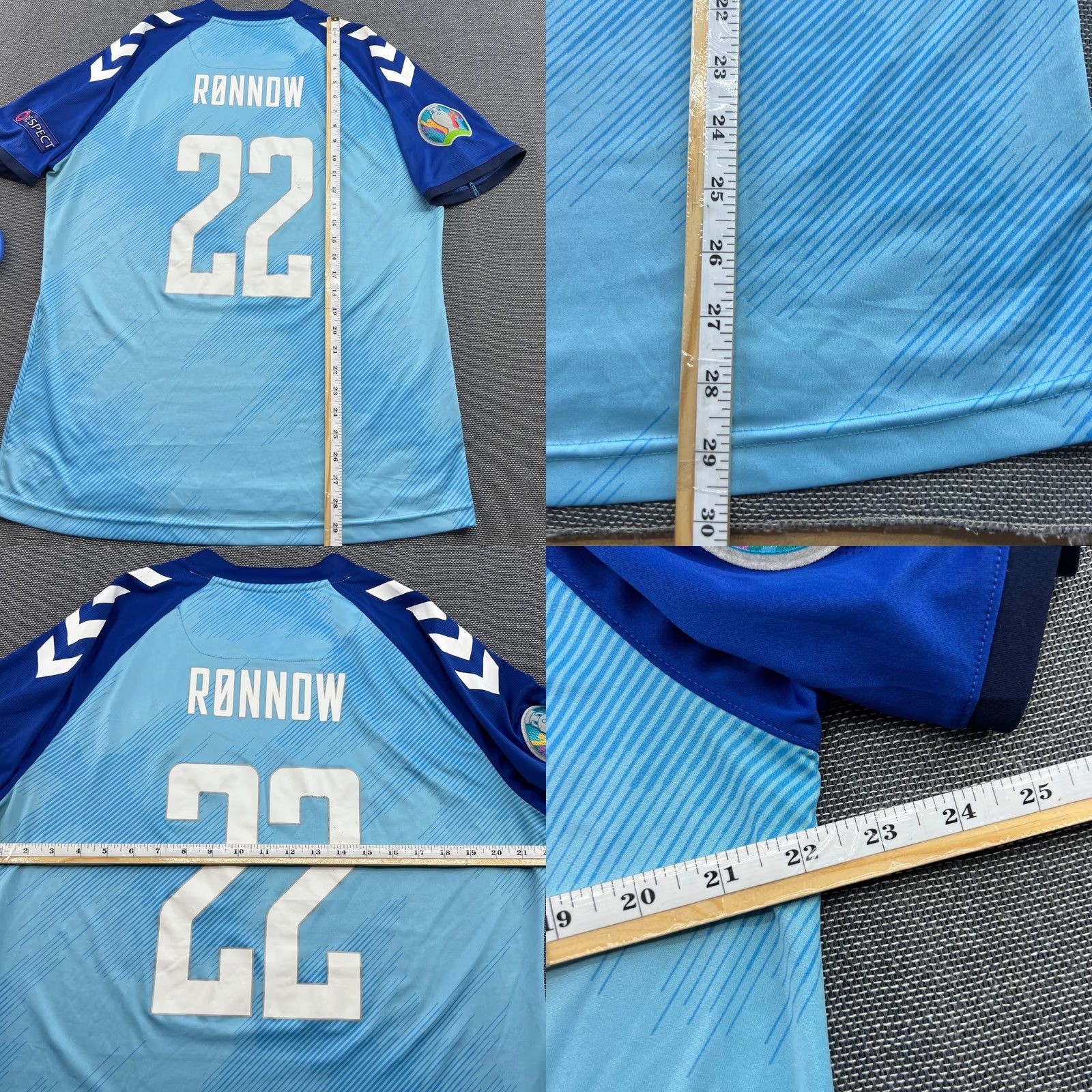 Hummel Hummel Denmark 2020 2021 Goalkeeper Frederik Rønnow #22 Mens Football Jersey XL Blue Size US XL / EU 56 / 4 - 10 Thumbnail