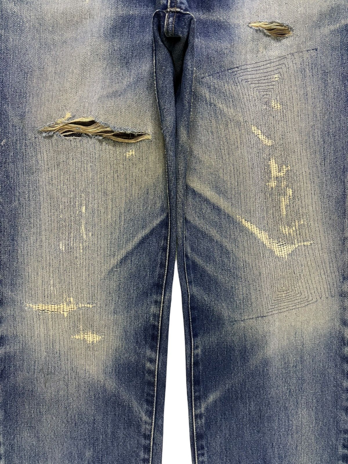 Edwin × Japanese Brand Vintage Edwin 402 Sashiko Style Mud Wash Distress Loose Jean Size US 30 / EU 46 - 5 Thumbnail
