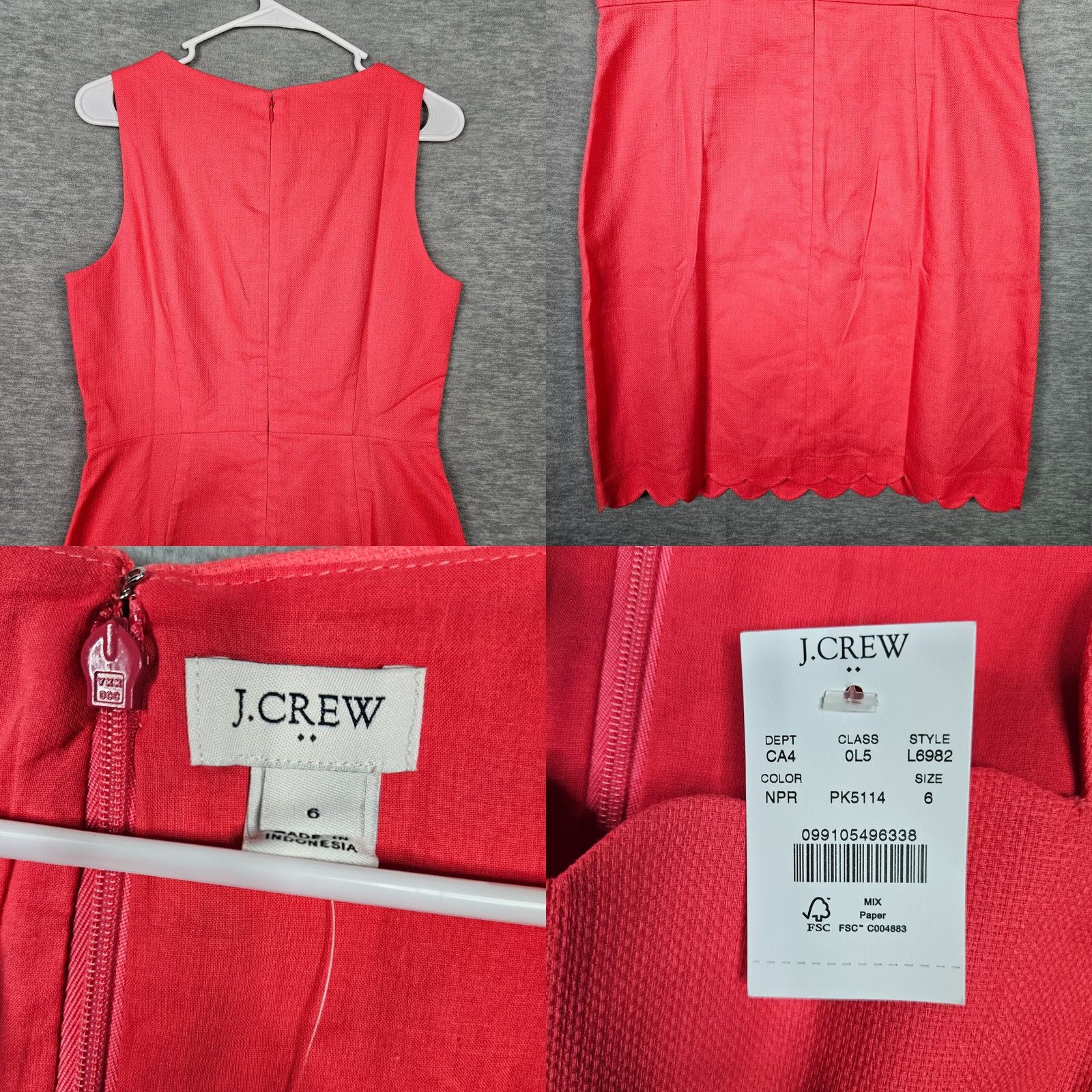 J.Crew VINTAGE J.CREW Shirt Womens Size 6 Pink Sheath Cotton Lined Square Neck Sleeveless Dress Size M / US 6-8 / IT 42-44 - 8 Thumbnail