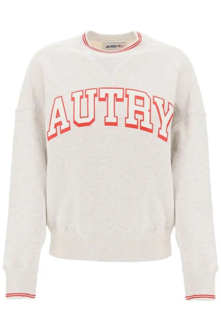 image of Autry O1S22I1N0324 Oversized Varsity Sweatshirt In Grey/ivory, Women's (Size Large)