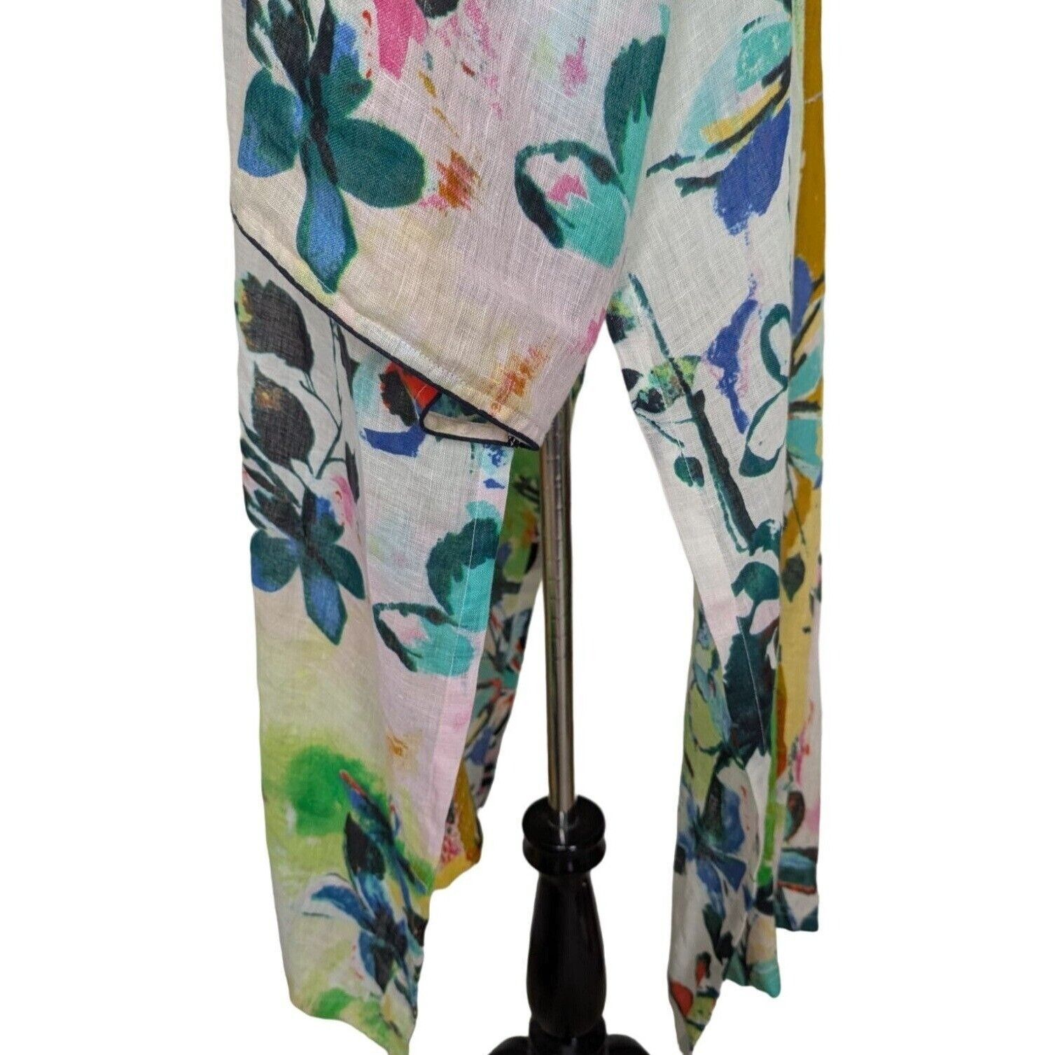 Anthropologie Petanu Pashma Floral Linen Duster Womens One Size White Size ONE SIZE - 5 Thumbnail