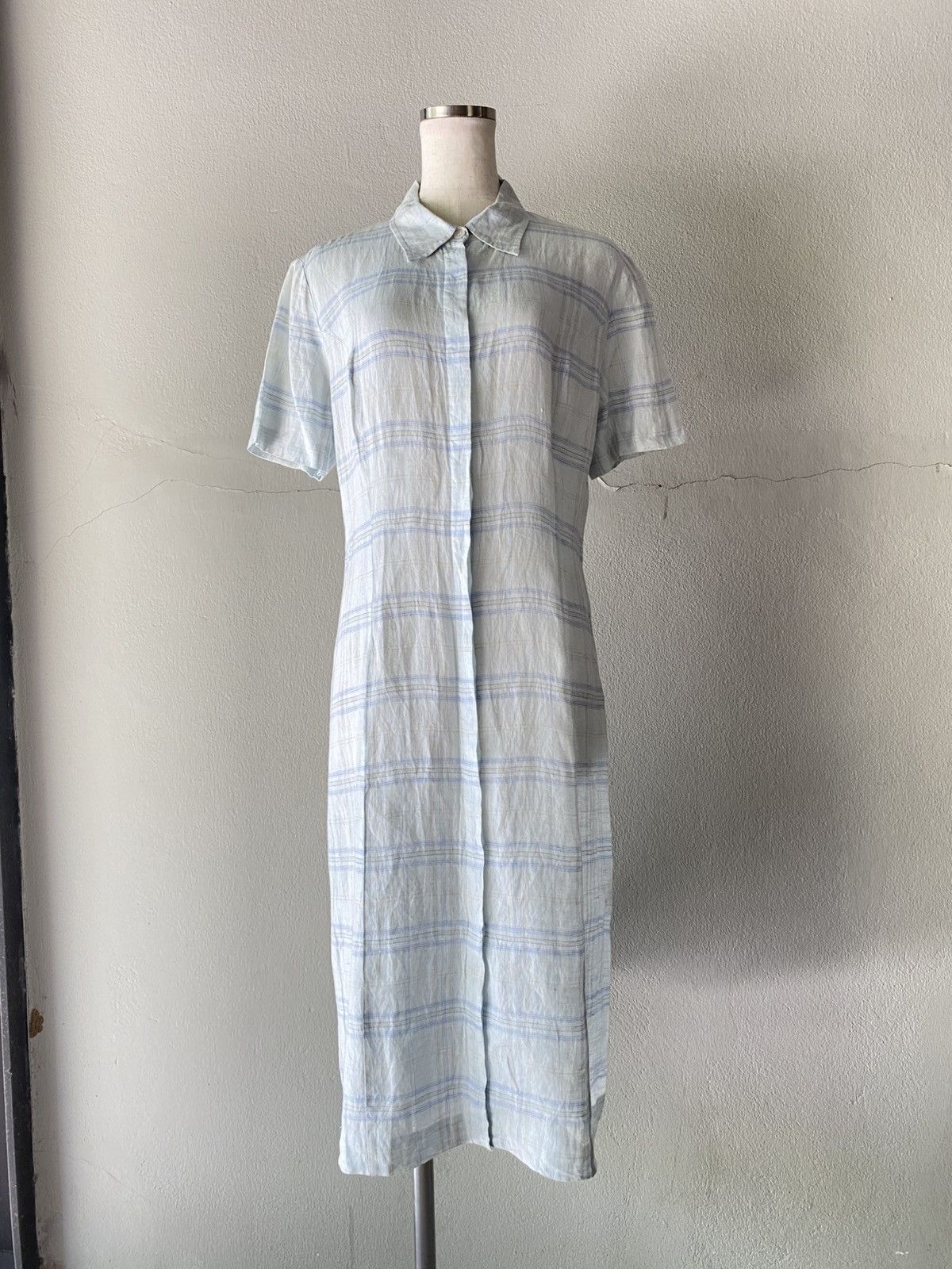 Burberry Burberry Light Blue Checkered Dress Size S / US 4 / IT 40 - 21 Thumbnail