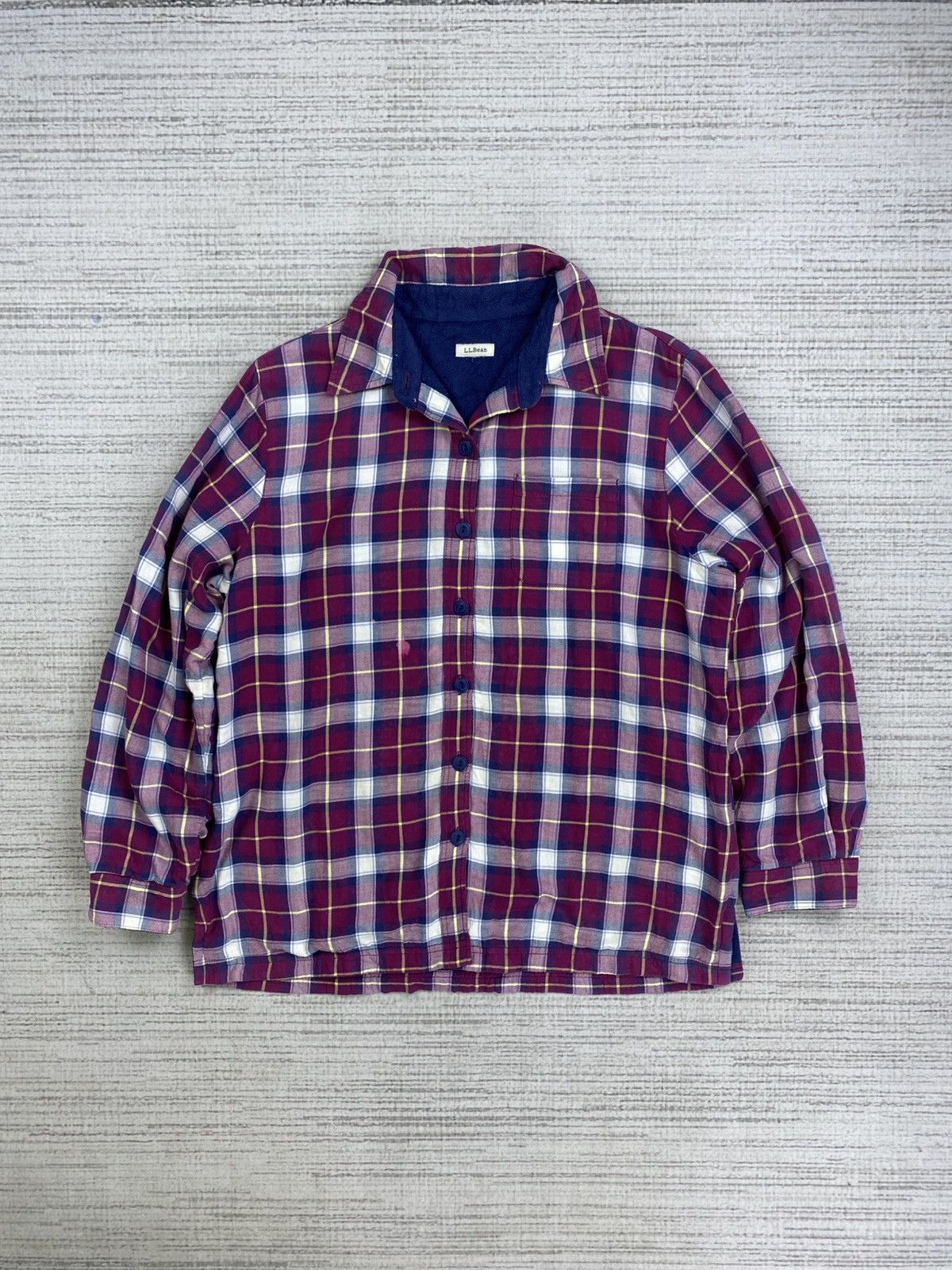 Japanese Brand × L.L. Bean × Vintage Vintage L.L Bean Men’s Fleece Linen Plaid Button Shirt Size US M / EU 48-50 / 2 - 6 Thumbnail