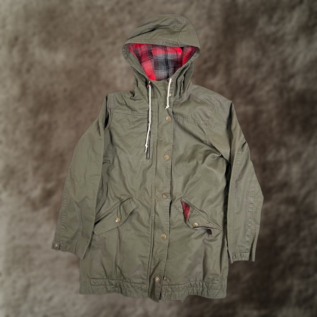 KAVU KAVU Sundowner Jacket Womens L Plaid Flannel Hooded Outerwear Green Size L / US 10 / IT 46 - 1 Thumbnail