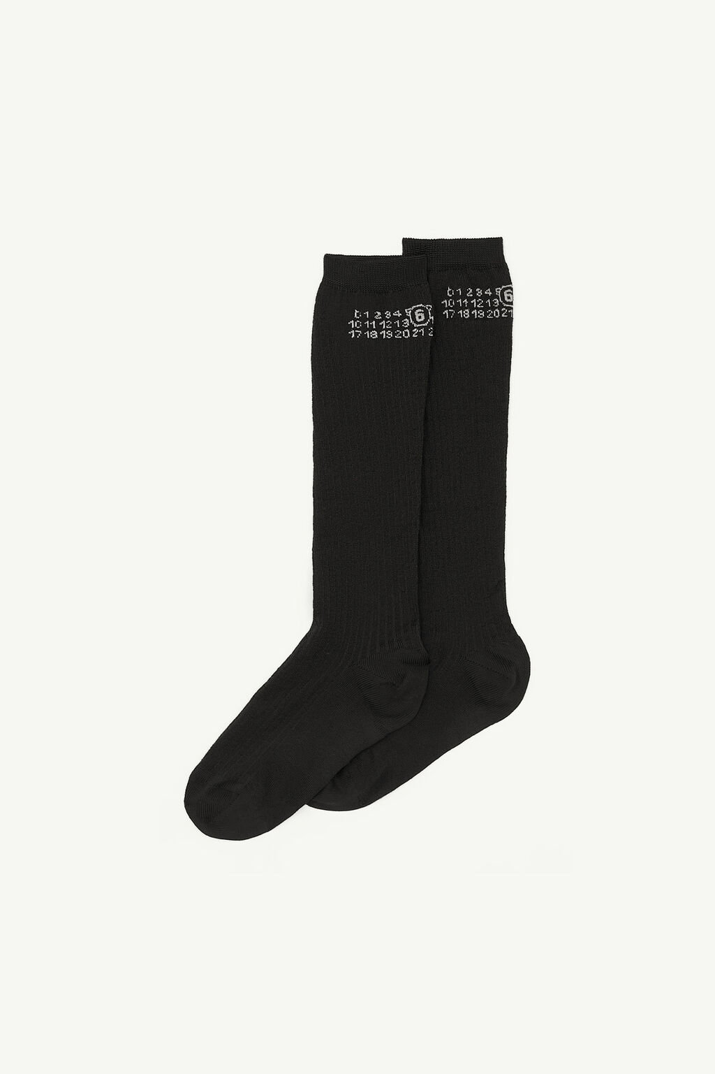 Maison Margiela MM6 Numeric Ribbed Over-the-Calf Socks - Black - S Size ONE SIZE - 1 Thumbnail