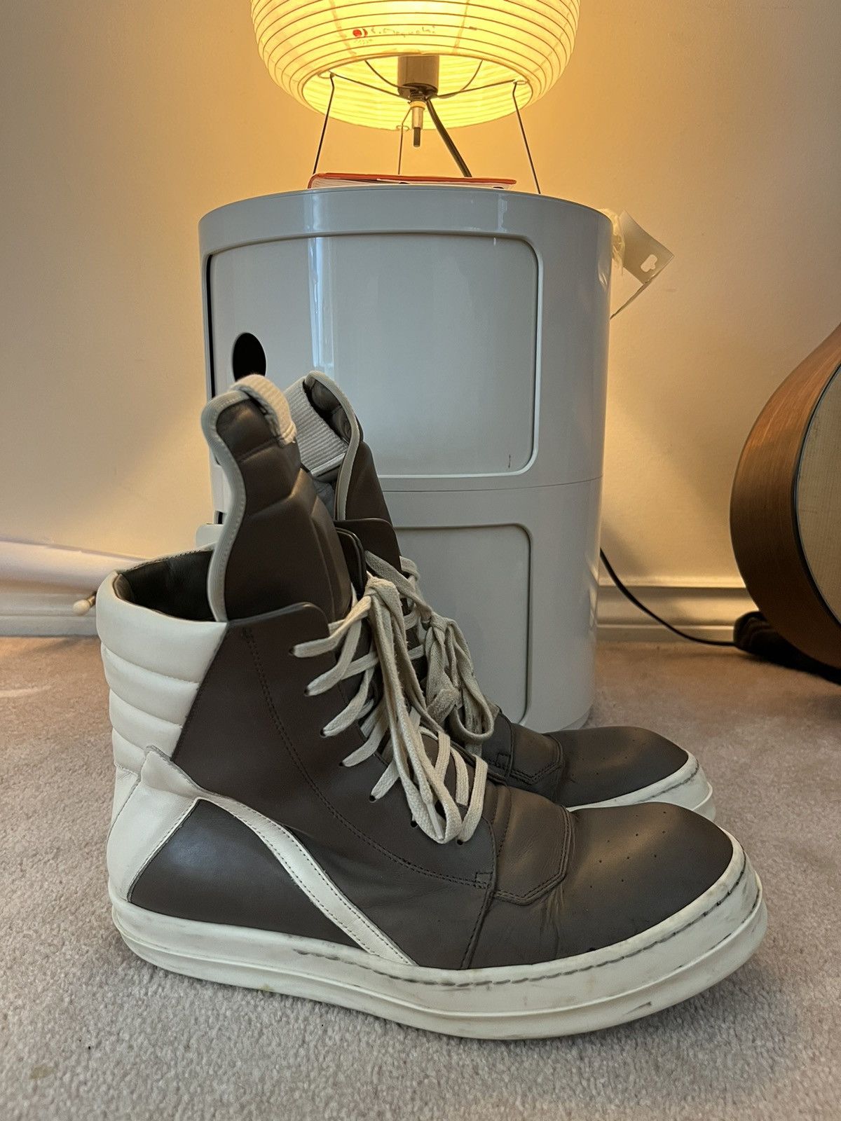 Rick Owens Rick Owens Strobe Geobasket High 'Dust Milk' | Grailed