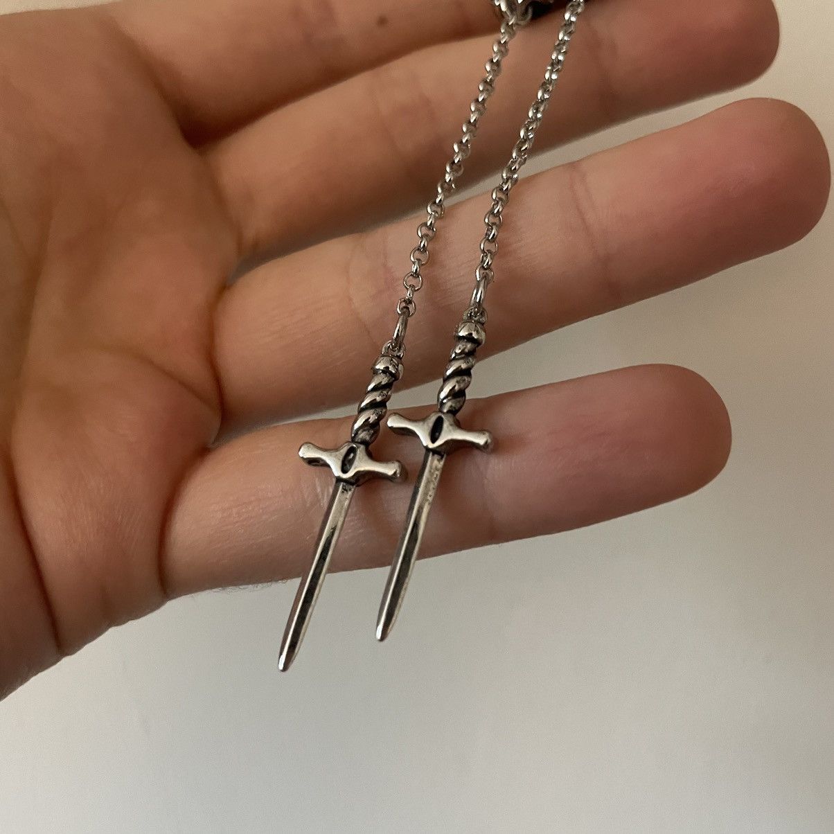 Jewelry × Vintage Silver Skull Dagger Drop Dangle Earrings Size ONE SIZE - 7 Thumbnail