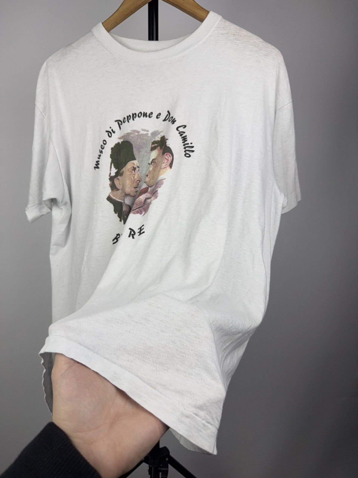 Vintage 80s Vntg Italian Movie Tee Don Camillo & Peppone Brescello Size US M / EU 48-50 / 2 - 5 Thumbnail
