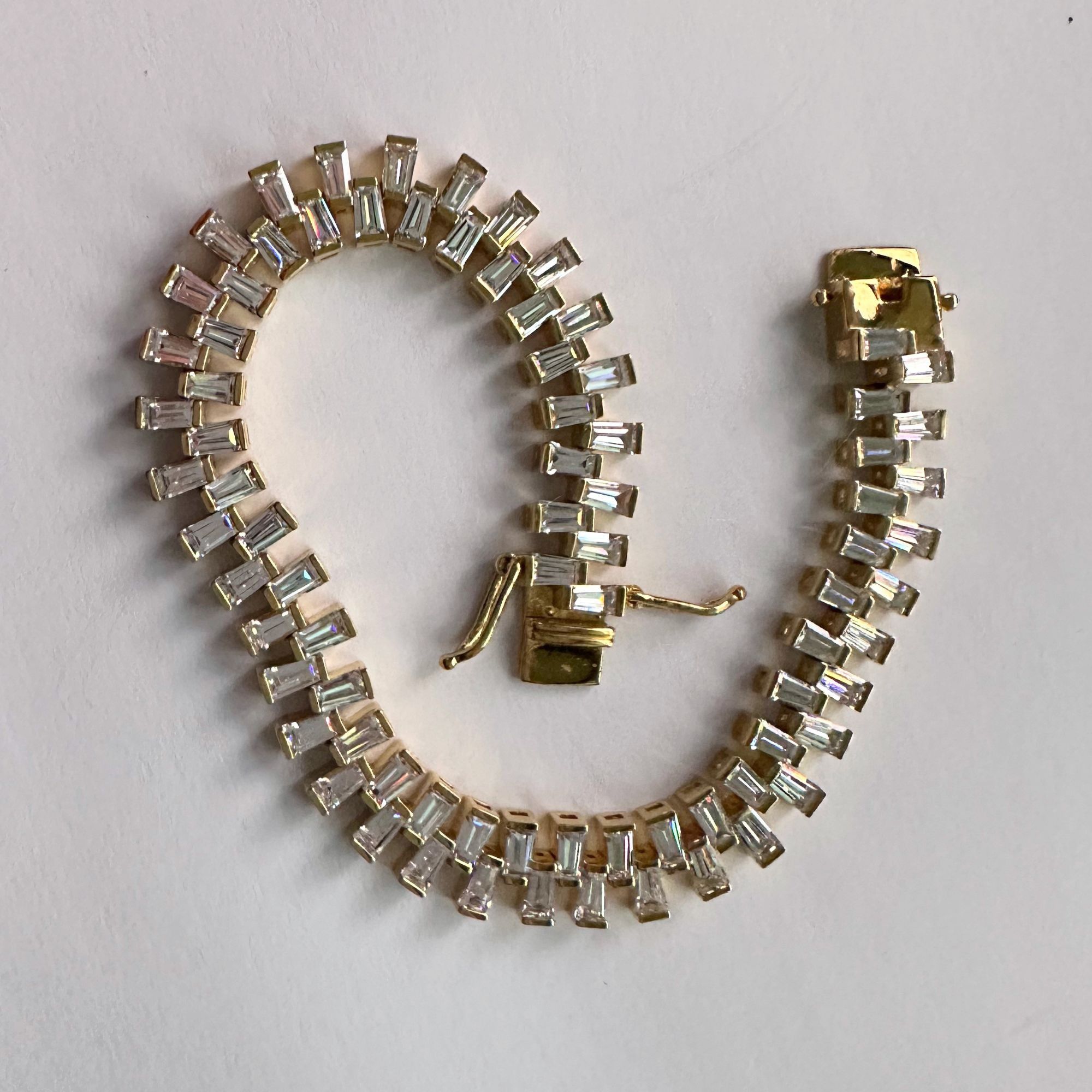 Other 10.00 Carat Lab Created White Topaz Baguette Bracelet in Ste Size ONE SIZE - 5 Thumbnail
