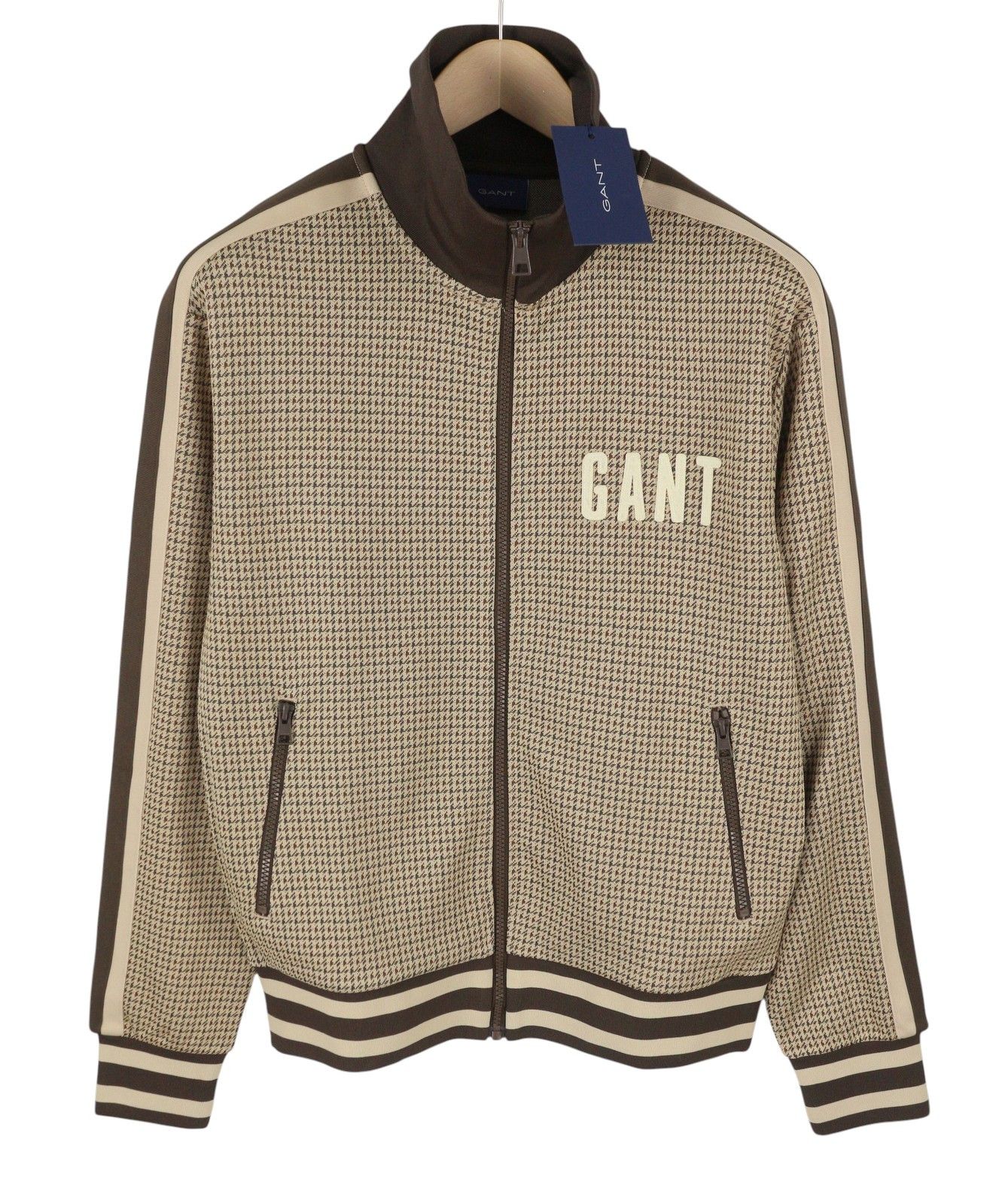 HOUNDSTOOTH L Chocolate Brown High Neck Sweatshirt 87232