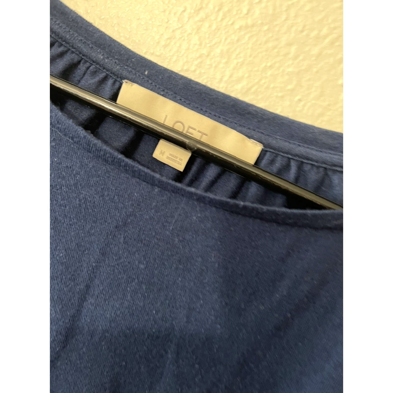 Ann Taylor Ann Taylor Loft Blouse Medium Navy Blue Long Sleeve Hi Lo Casual Crew Neck Womens Size M / US 6-8 / IT 42-44 - 2 Thumbnail