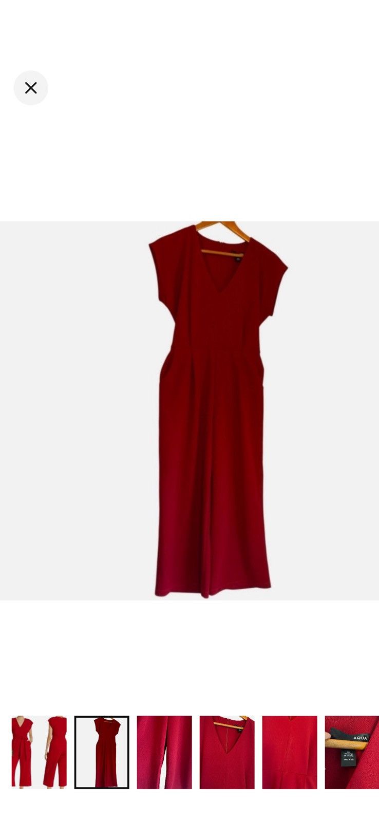 AQUA NWT Aqua Wide Leg Cropped Tie Waist Jumpsuit Red Wine Sz S Size 27" / US 4 / IT 40 - 2 Thumbnail