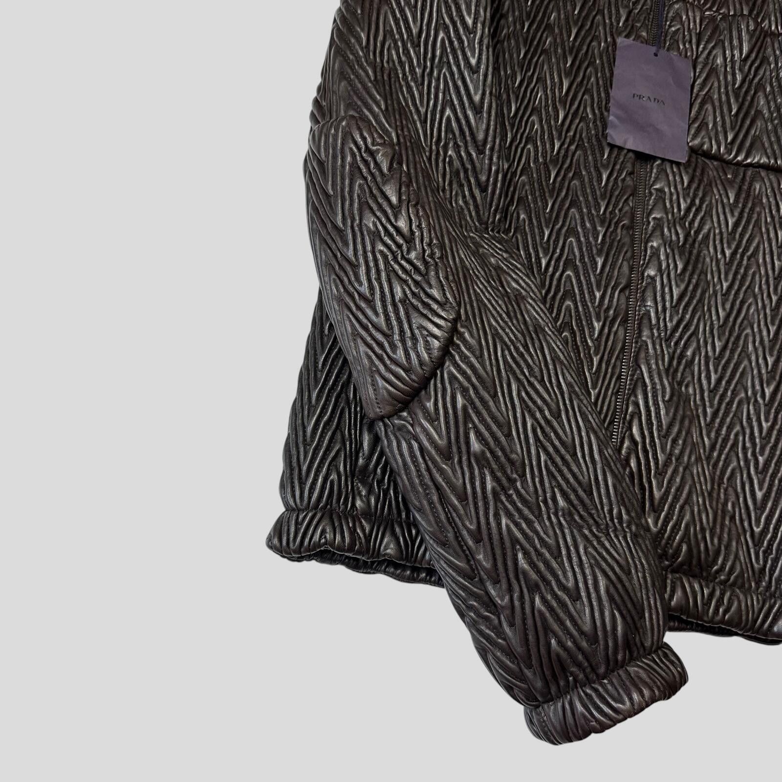 Prada Prada Milano 2006 Runway 3D Ruched Leather Zigzag Jacket - M Size US M / EU 48-50 / 2 - 5 Thumbnail