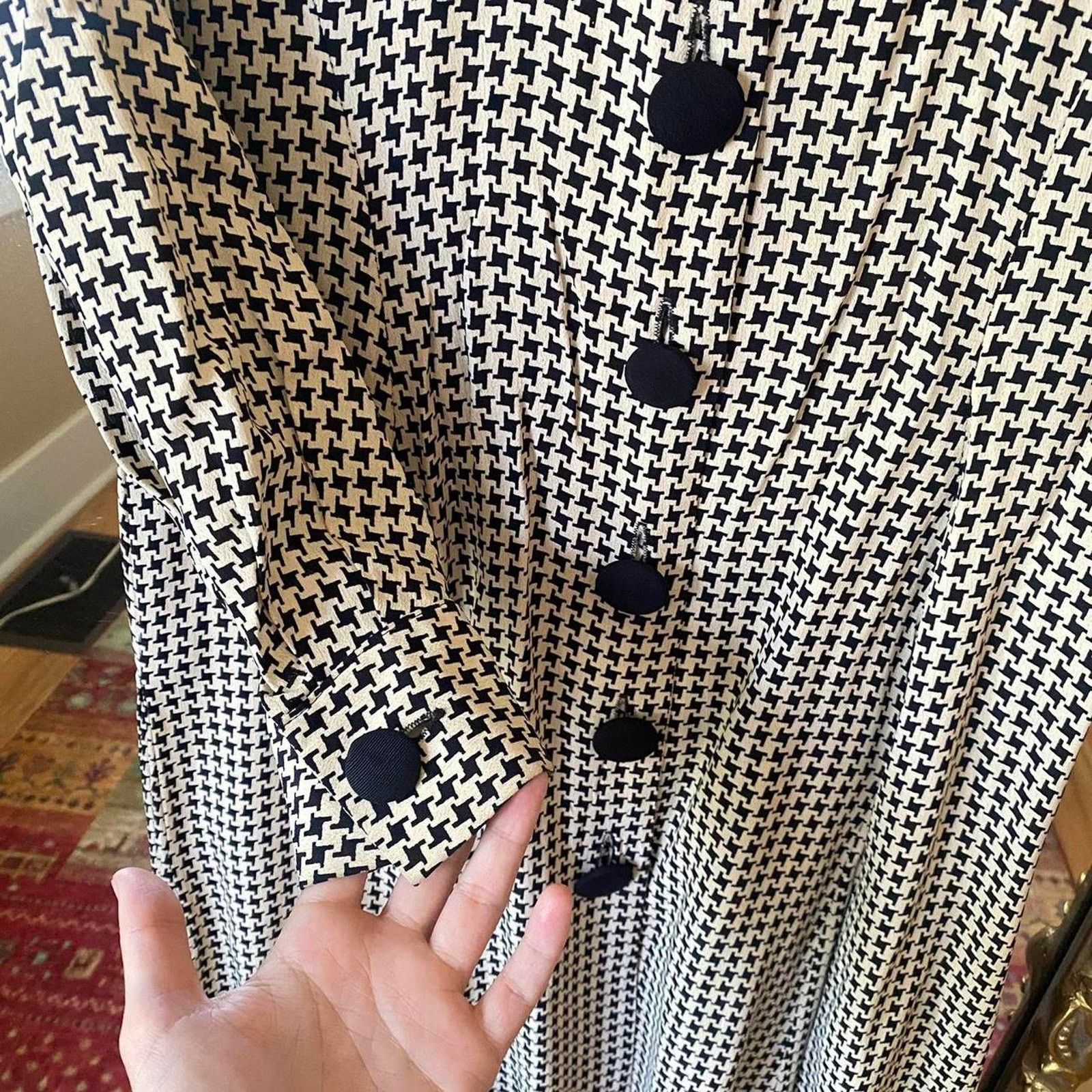 Ann Taylor Vintage 90s Ann Taylor Houndstooth Long Sleeve Dress 4 Size S / US 4 / IT 40 - 5 Thumbnail