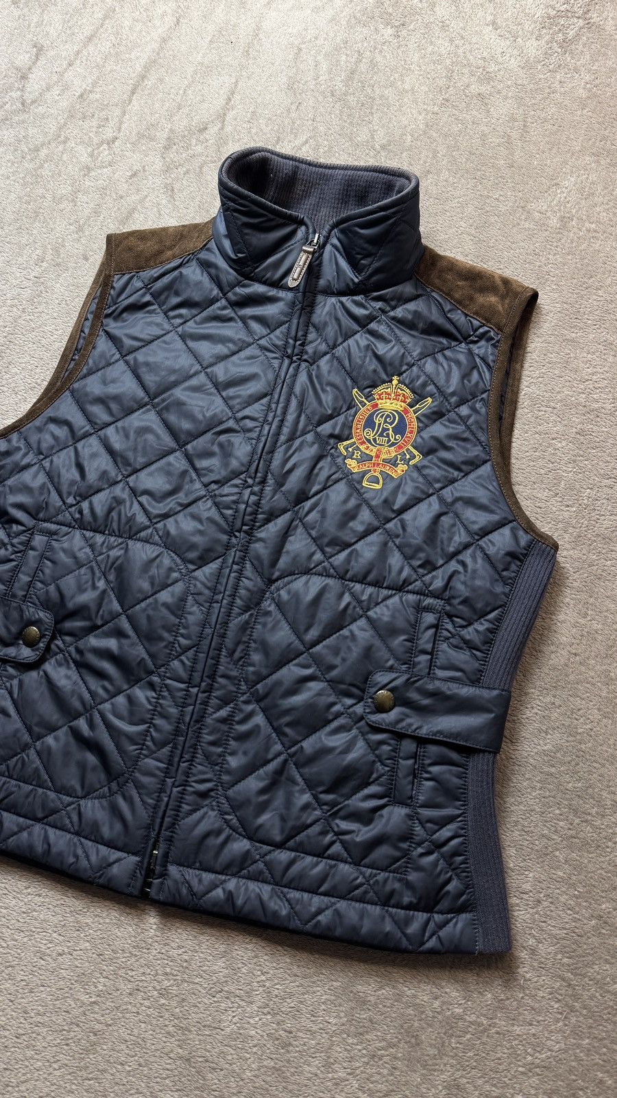 Polo Ralph Lauren Ralph Lauren Equestrian Quilted Suede Crown Crest Vest ysl Size L / US 10 / IT 46 - 3 Thumbnail