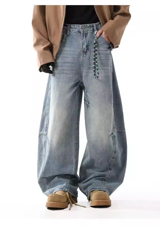 Jean Streetwear Wide Leg Baggy Patchwork Outdoor Jeans Size US 28 / EU 44 - 2 Thumbnail