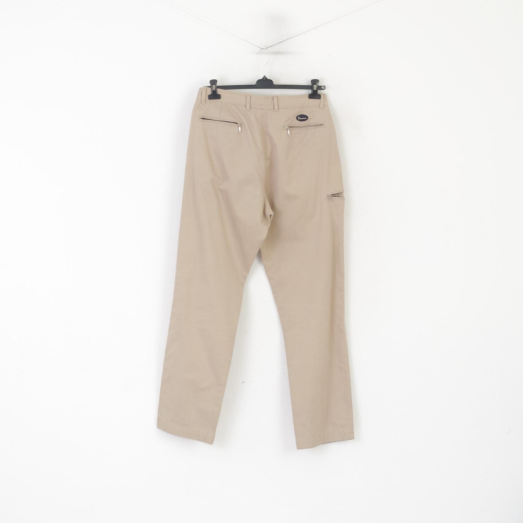 Vintage Vespa Men 36 52 Trousers Beige 100% Cotton Straight 6219 Size US 36 / EU 52 - 7 Thumbnail