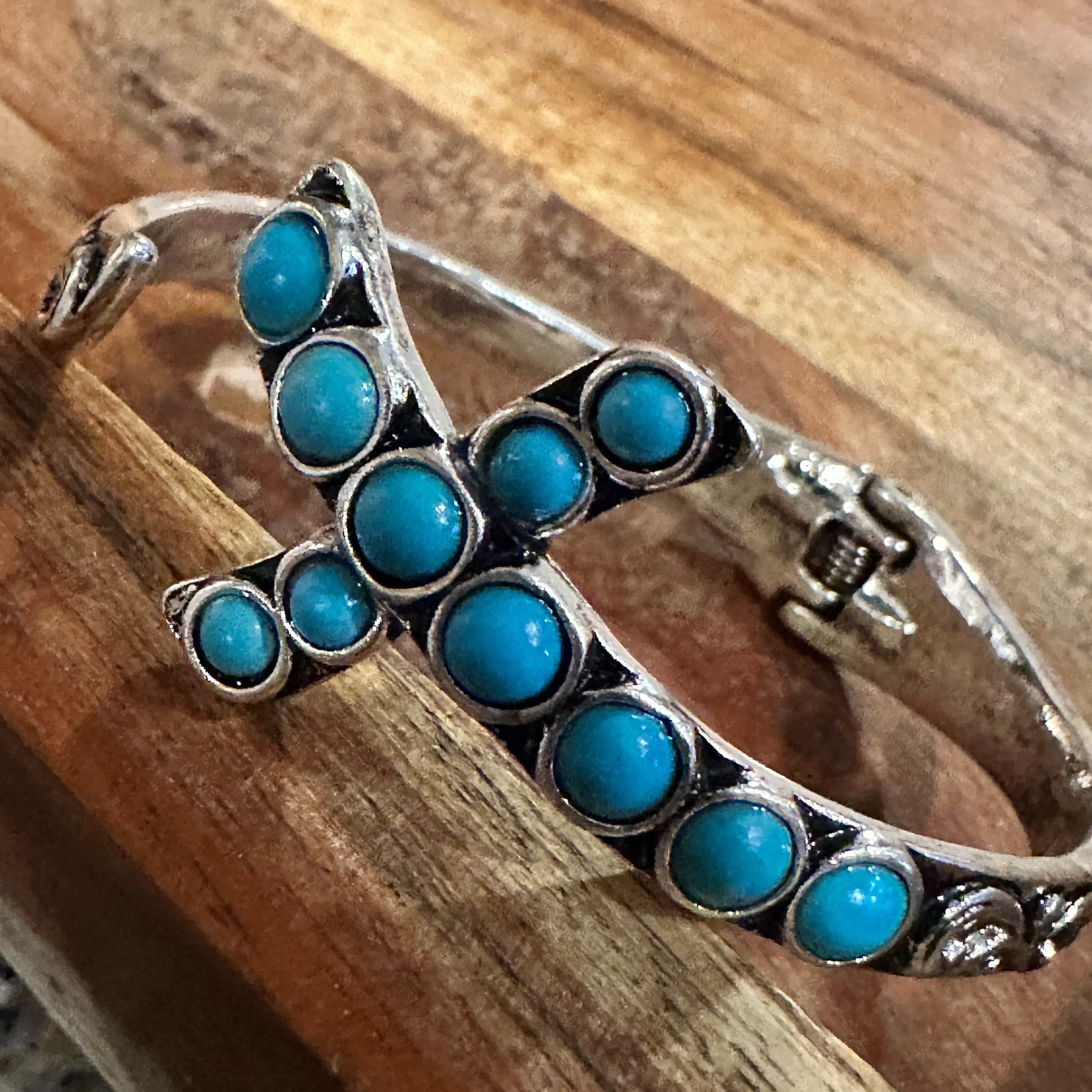 Other Boho Chic Religion Spiritual Elegance Turquoise Bead Cross B Size ONE SIZE - 1 Thumbnail