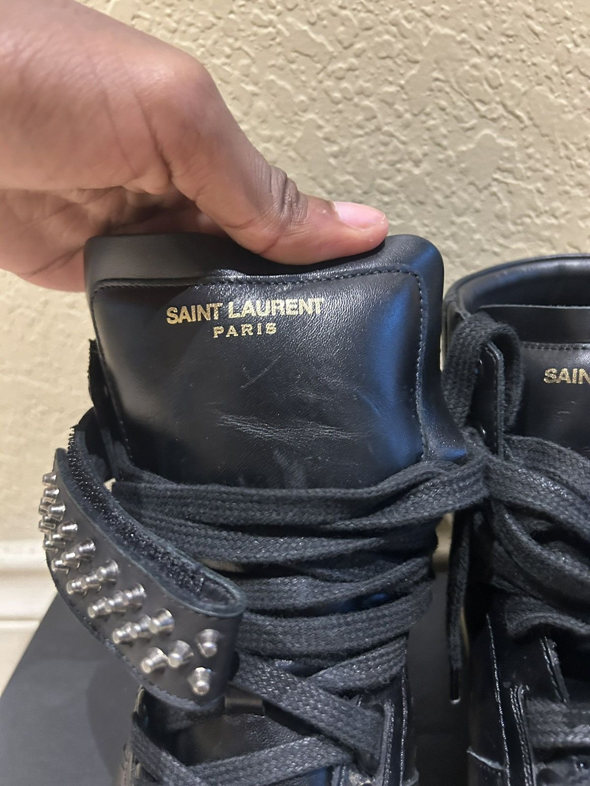 Saint Laurent Paris Saint Laurent black leather studded hightop SL/14h Size US 10.5 / EU 43-44 - 6 Thumbnail