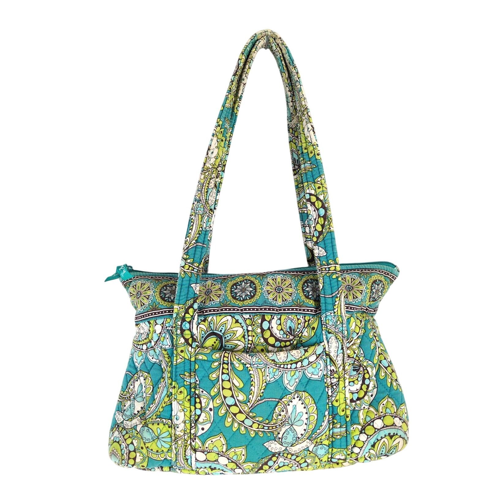 Vera Bradley Villager Shoulder Tote Bag Peacock 2007 Retired in Blue, Women's