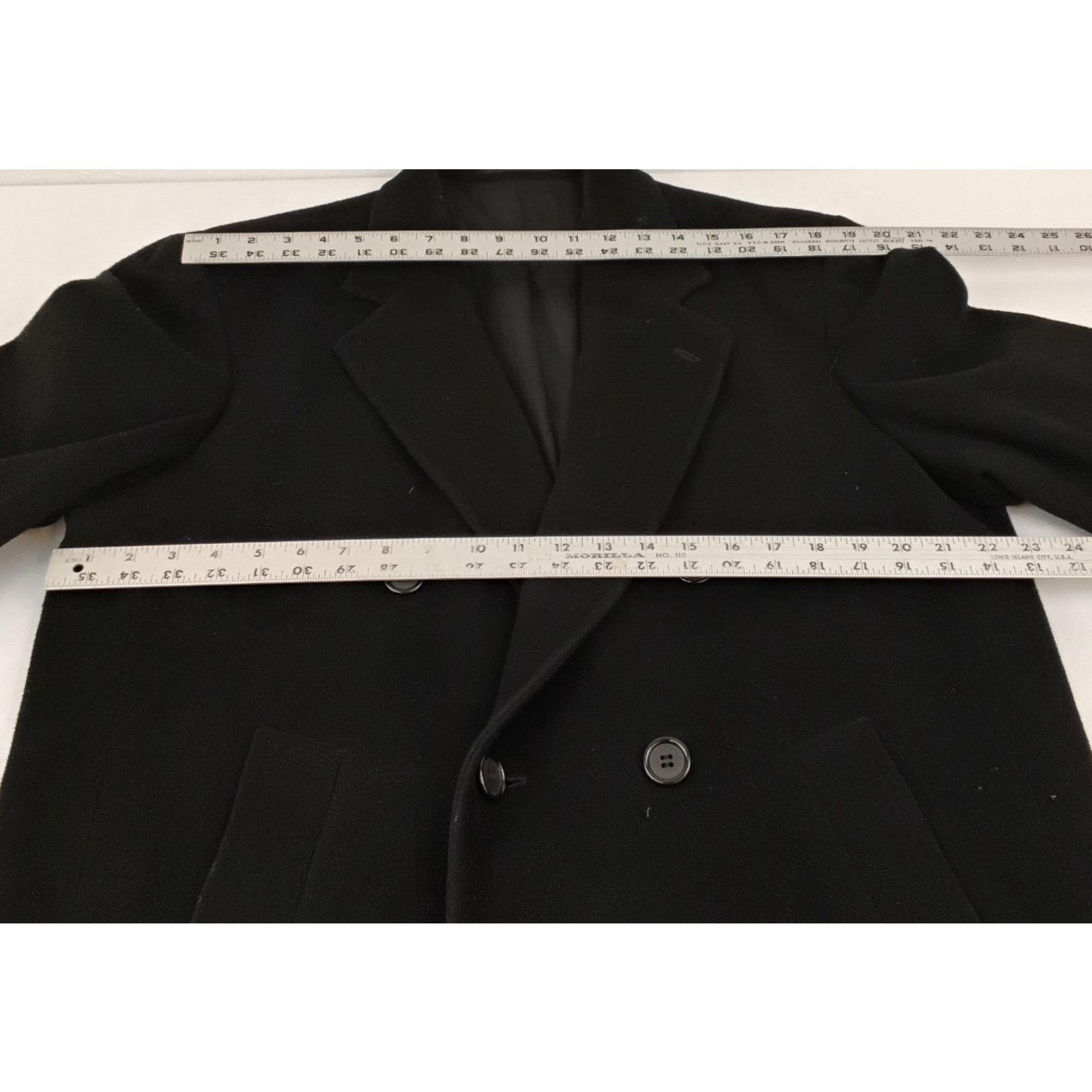 Other Christian Aujard Peacoat Men's 46 Chest Black Cashmere Blend Size US L / EU 52-54 / 3 - 9 Thumbnail