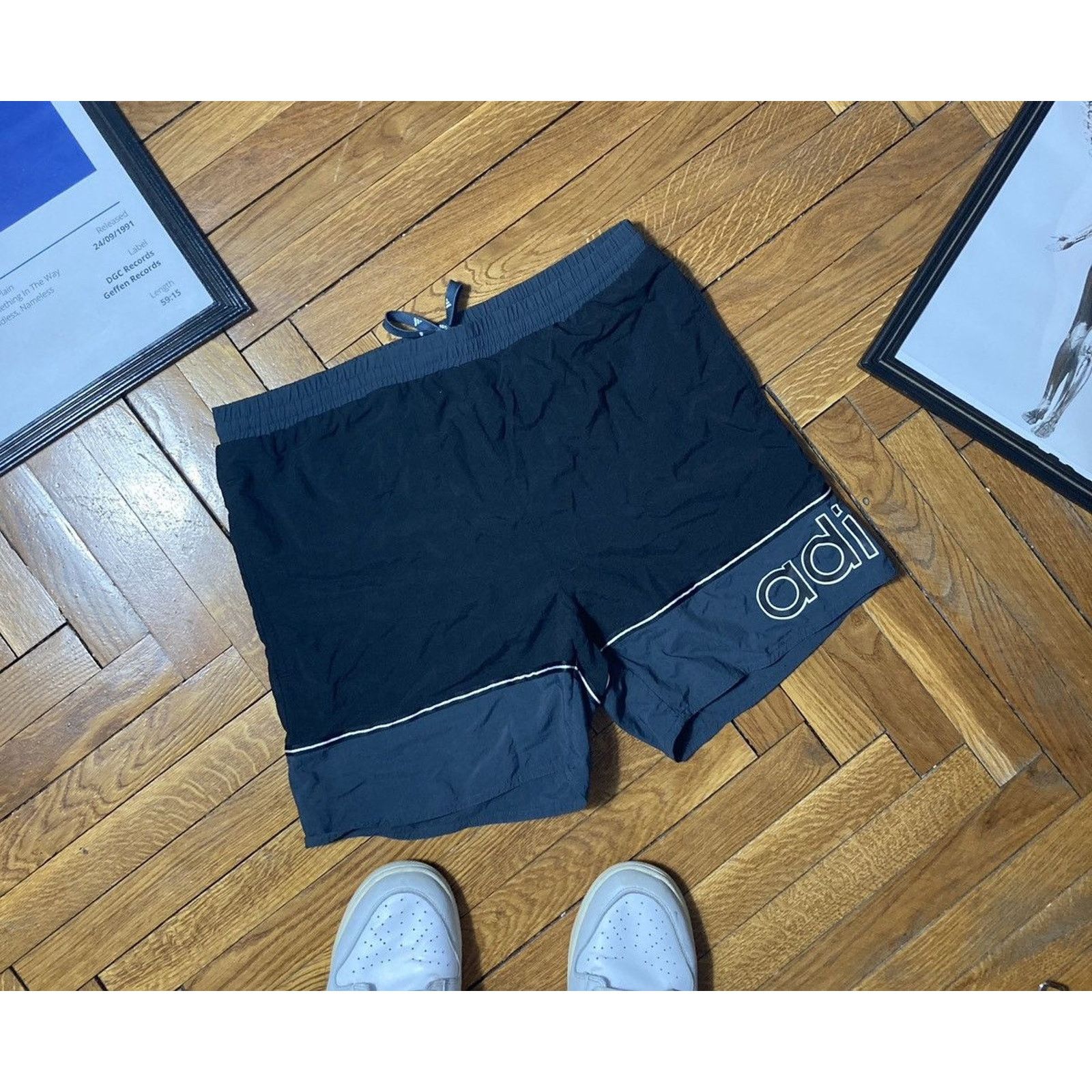 Adidas × Vintage 90s Vintage Adidas Big Logo Nylon Shorts Size US 32 / EU 48 - 1 Thumbnail