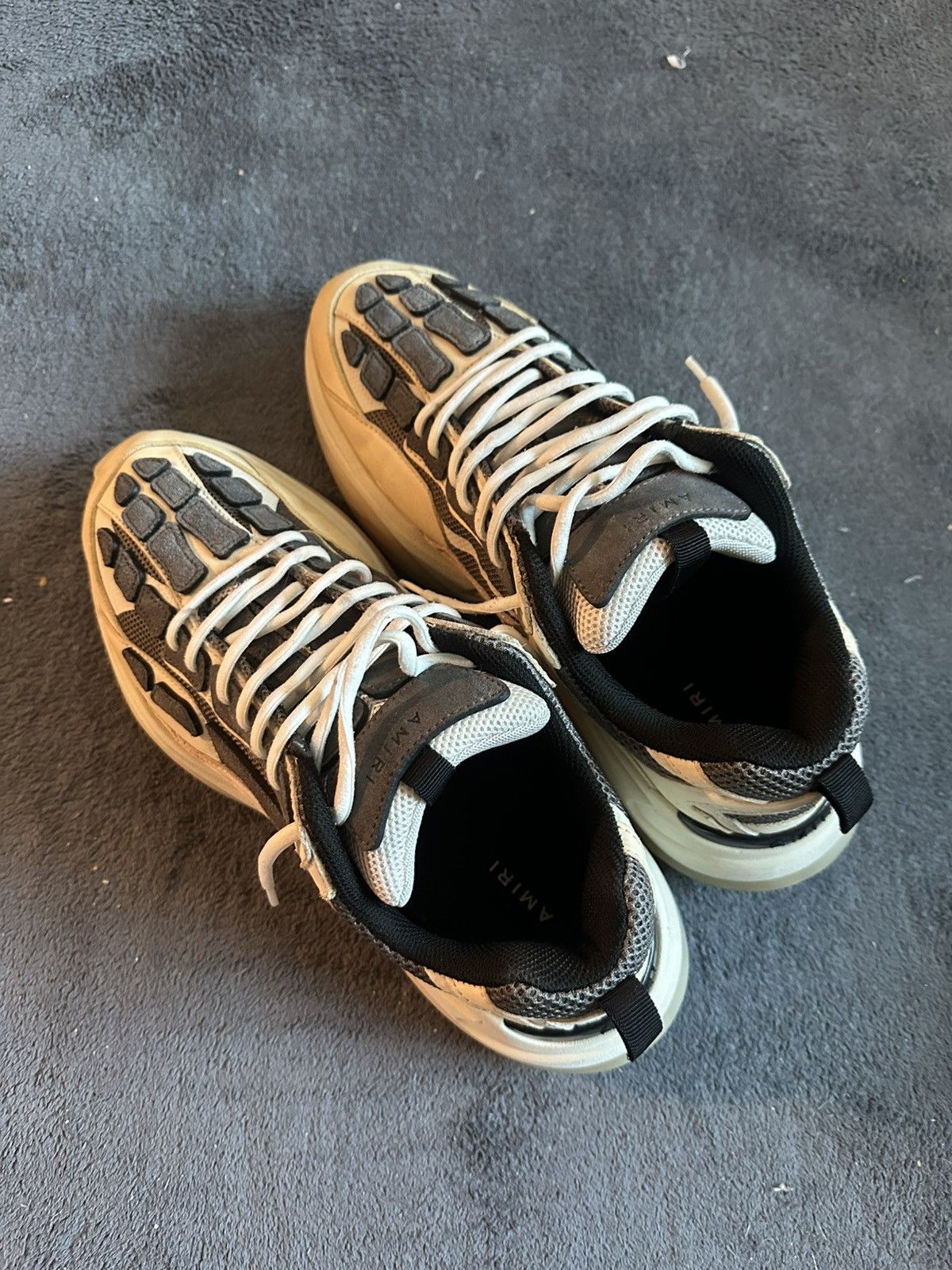Amiri Amiri Bone Runners White & Gray Mesh Size 12/45 Size US 12 / EU 45 - 3 Thumbnail