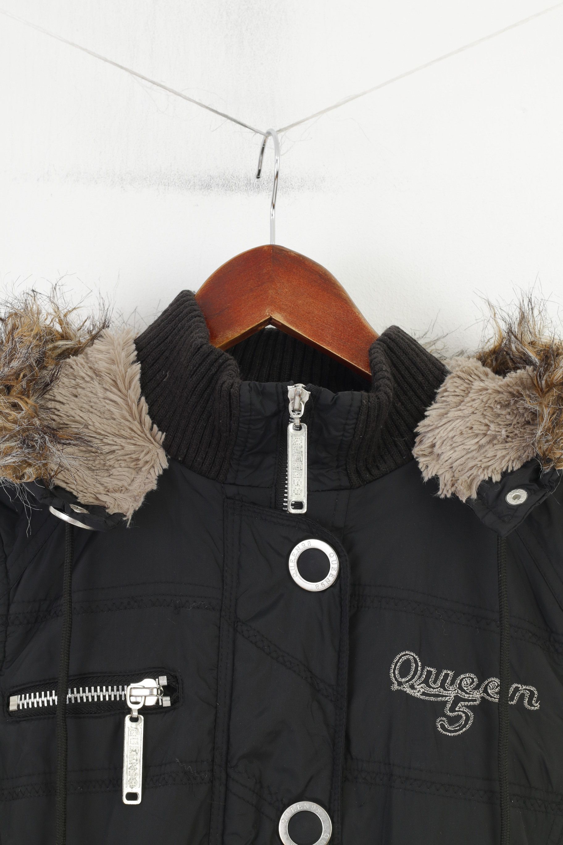 Vintage Queen Women S Vest Bodywarmer Black Quilted Zip 10738 Size S / US 4 / IT 40 - 2 Thumbnail