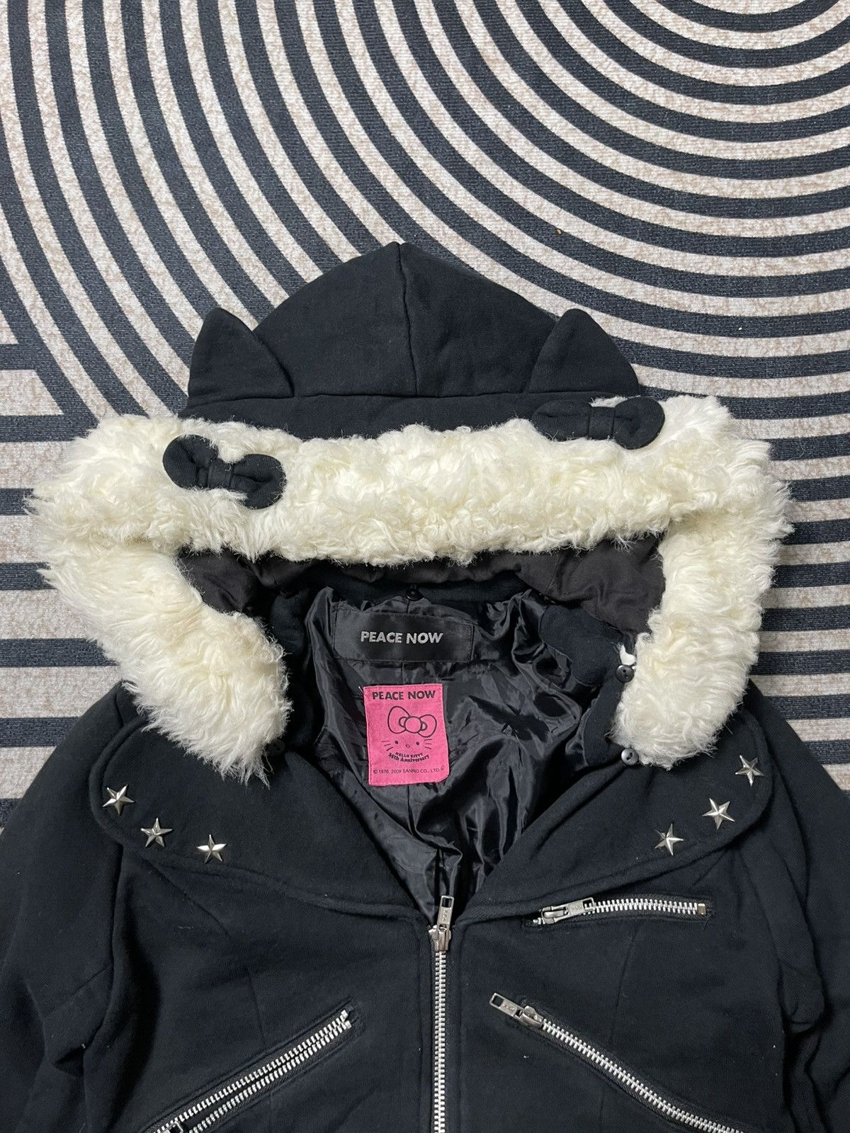Japanese Brand 2000s HELLO KITTY X BLACK PEACE NOW RIDER JACKET RARE DESIGN Size M / US 6-8 / IT 42-44 - 11 Thumbnail