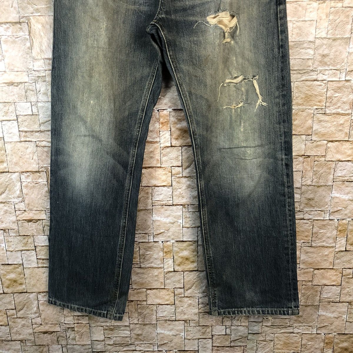 Japanese Brand Top Valu Blue Distressed Denim Pants #A1117 Size US 30 / EU 46 - 6 Thumbnail