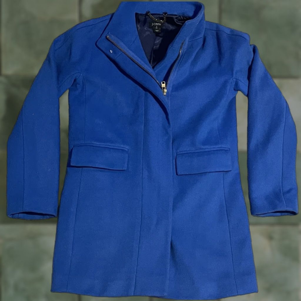J.Crew J Crew Factory Coat Womens Size 00 Blue City Coat 100% Virgin Wool Size XXS / US 00 / IT 34 - 1 Thumbnail