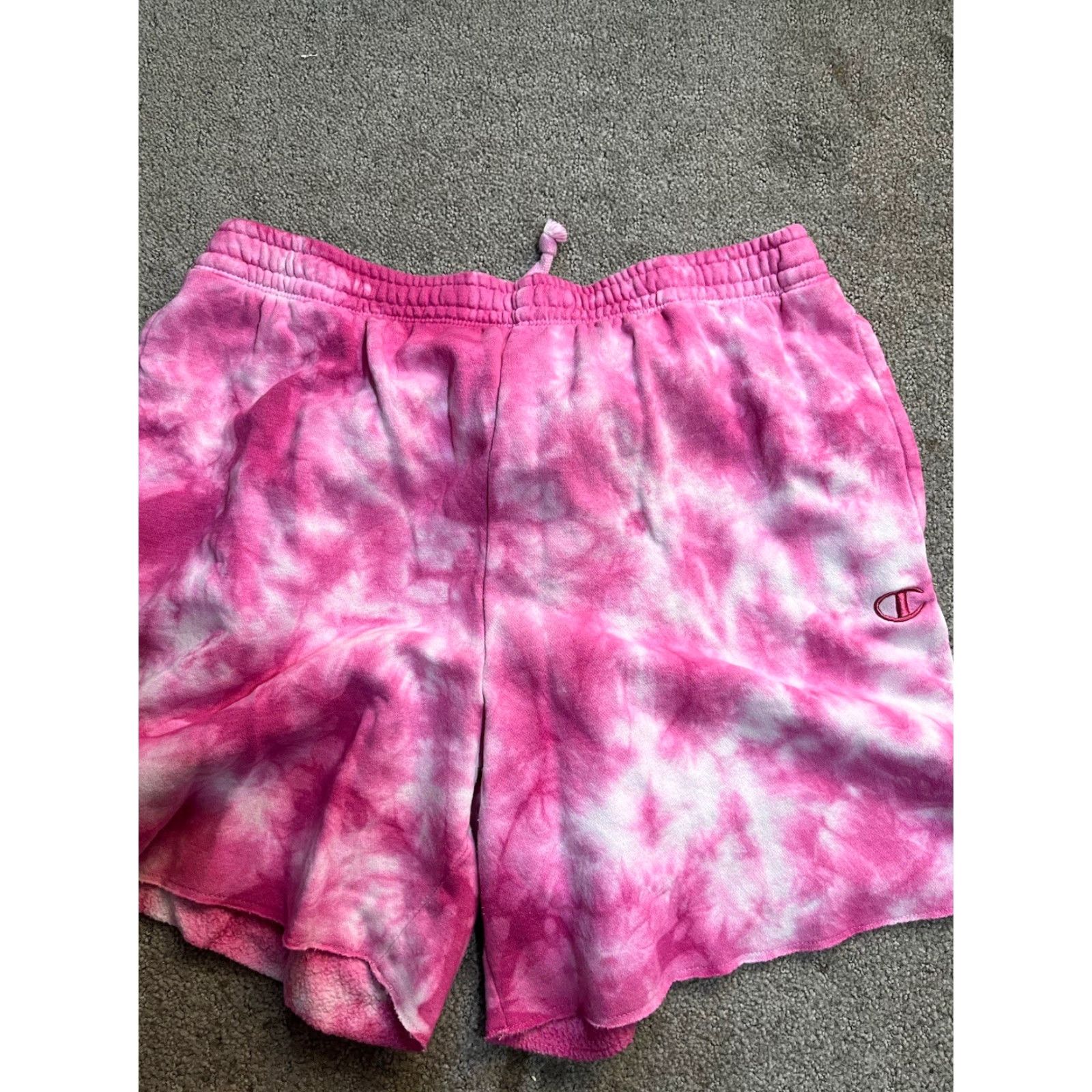 Champion Champion Shorts Women's Medium Tie Dye Pink Sweat Athletic Wear Knit Elastic Drawstring Shirt? Size 32" / US 10 / IT 46 - 2 Thumbnail