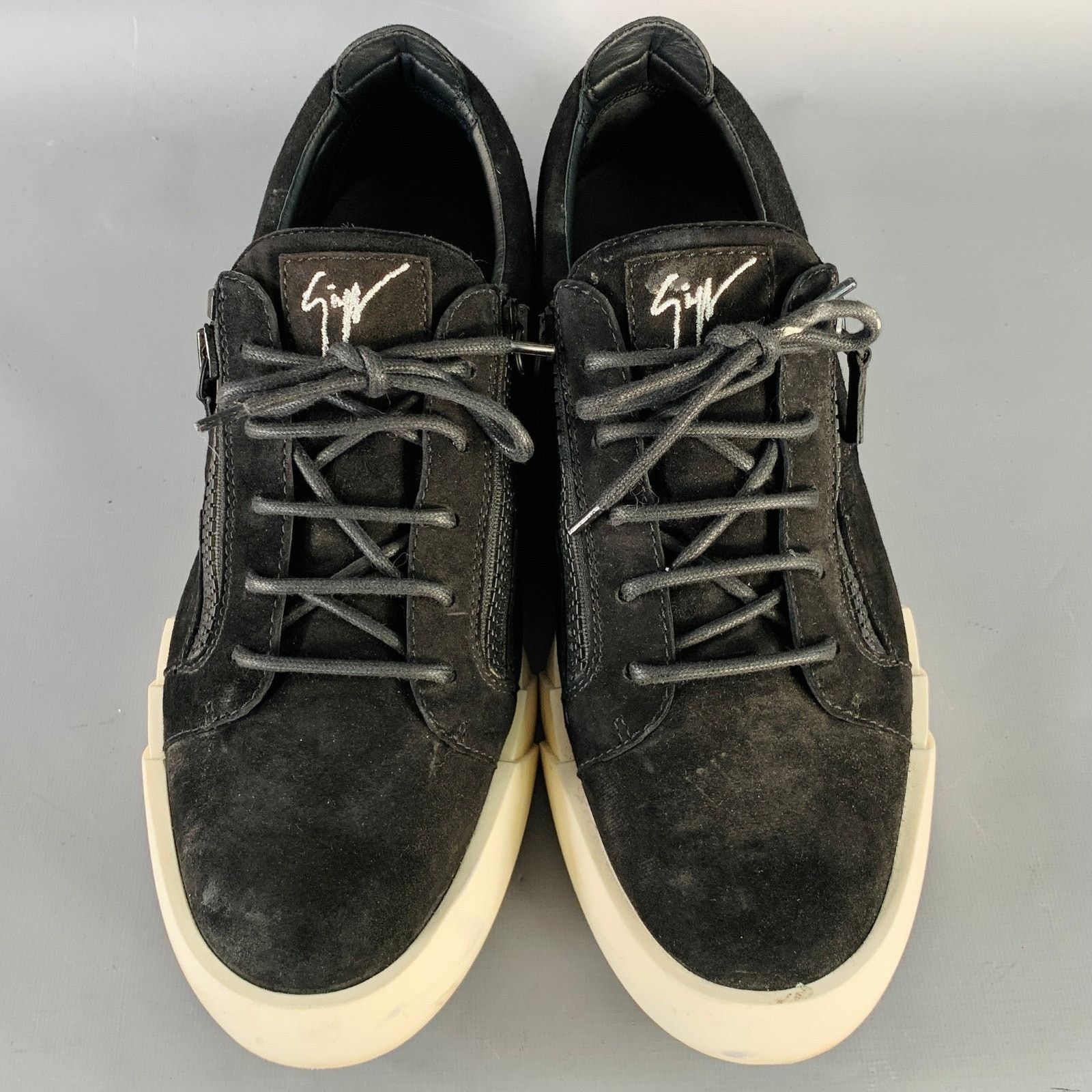 Giuseppe Zanotti GIUSEPPE ZANOTTI Size 12 Black Suede Double Zipper Sneakers Size US 12 / EU 45 - 4 Thumbnail