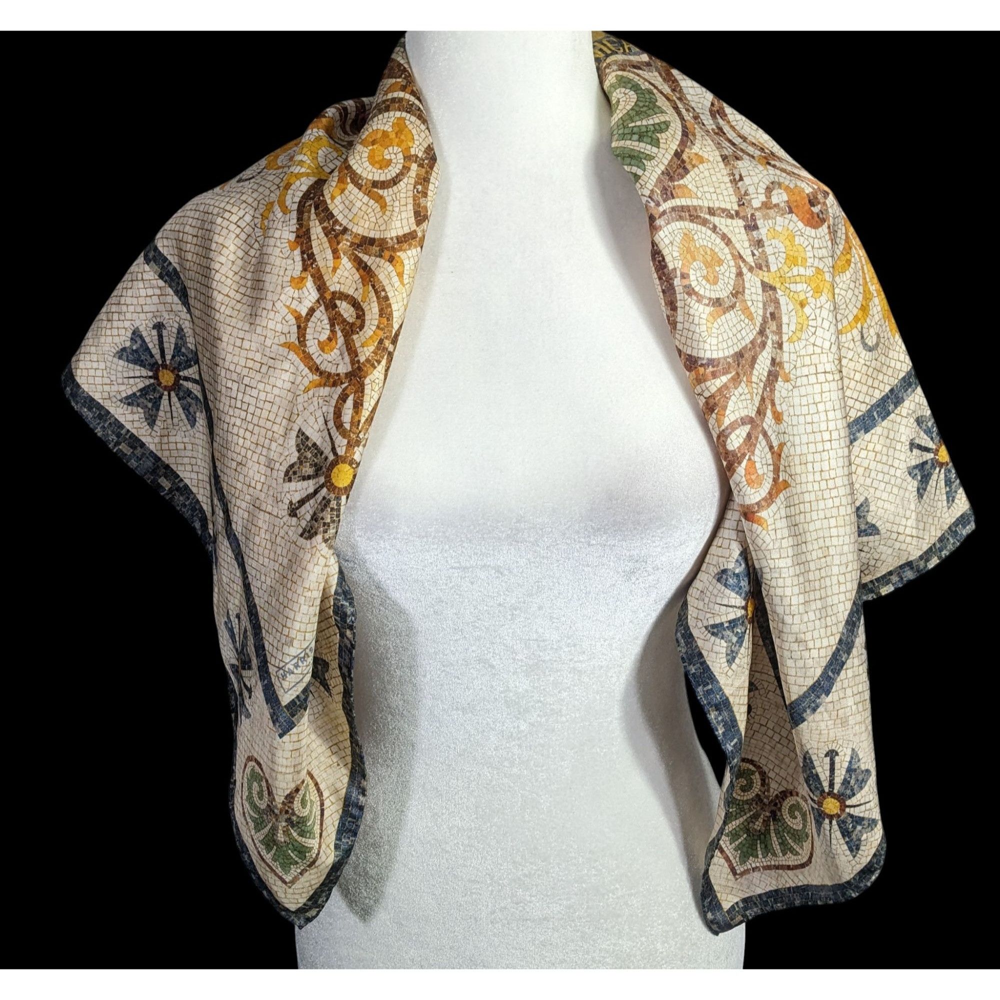 Other Vintage Harris Made England 100% Silk Scarf Medieval Mosaic Size ONE SIZE - 3 Thumbnail