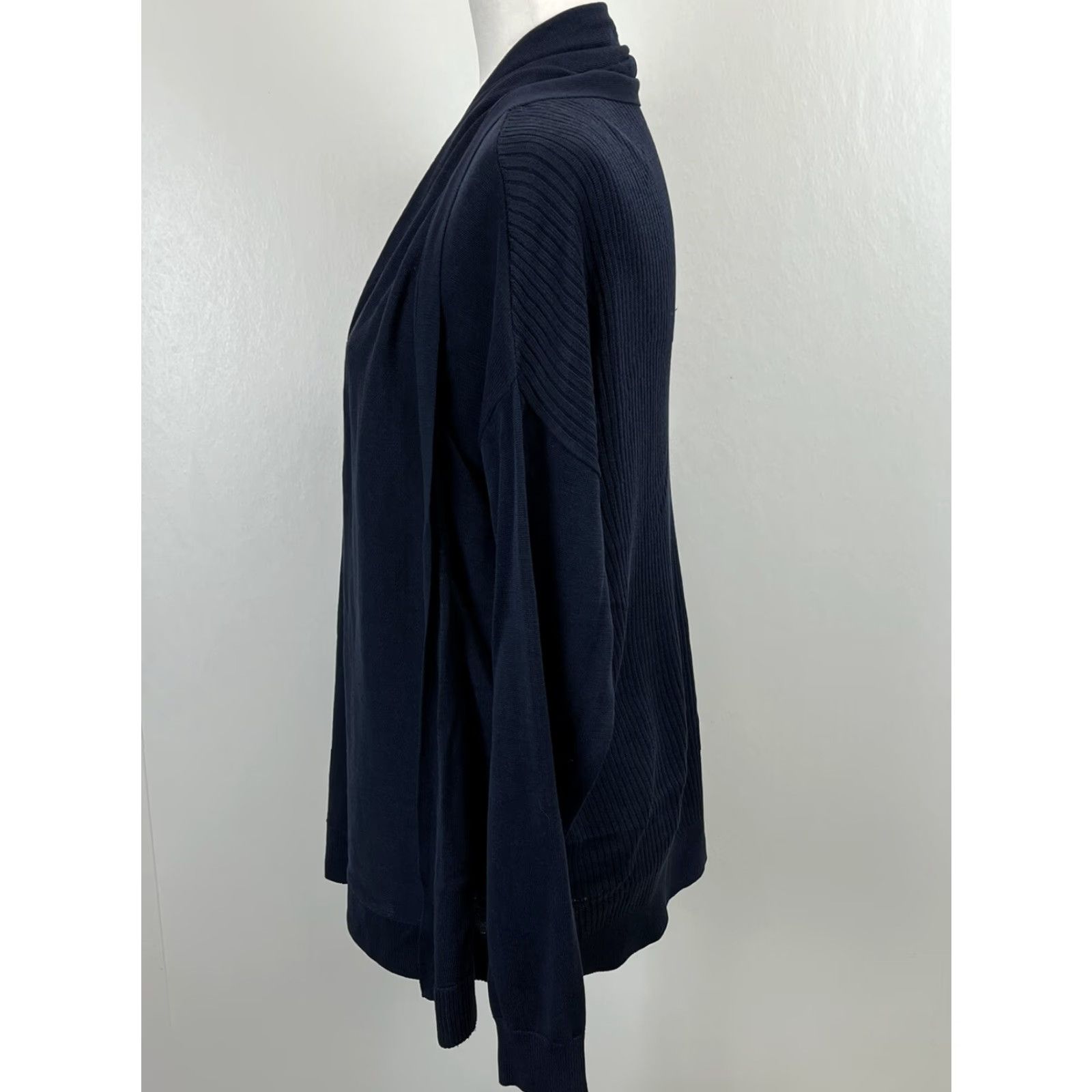 Vintage Chicos Cardigan Sweater, Open Front, Ribbed Knit, Blue, Size 2, US L, Women, Regular, Knit, Cardigan, VGUC Size XS / US 0-2 / IT 36-38 - 2 Thumbnail