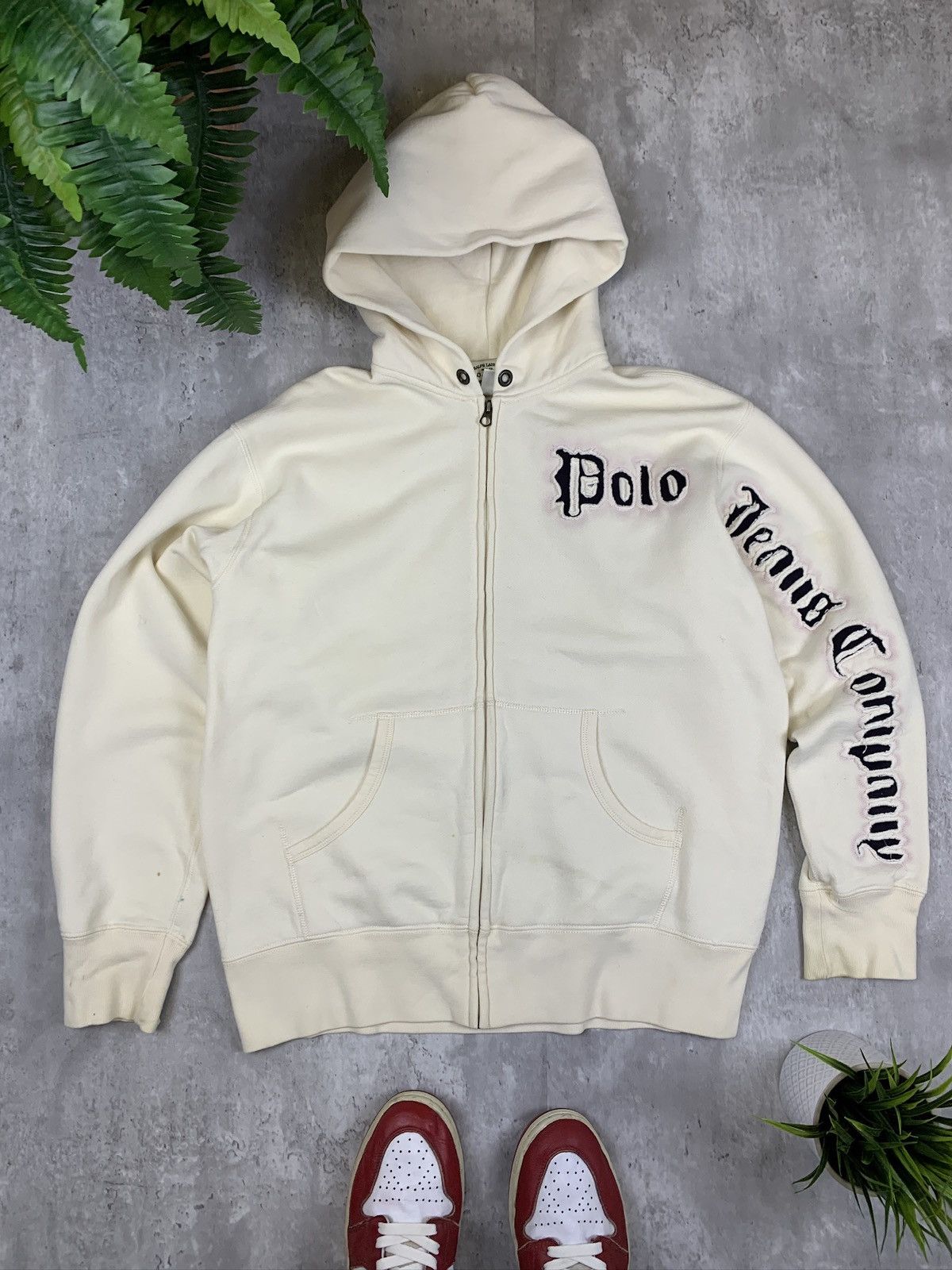 Polo Jeans Co Stitched Zip Up Hoodie White