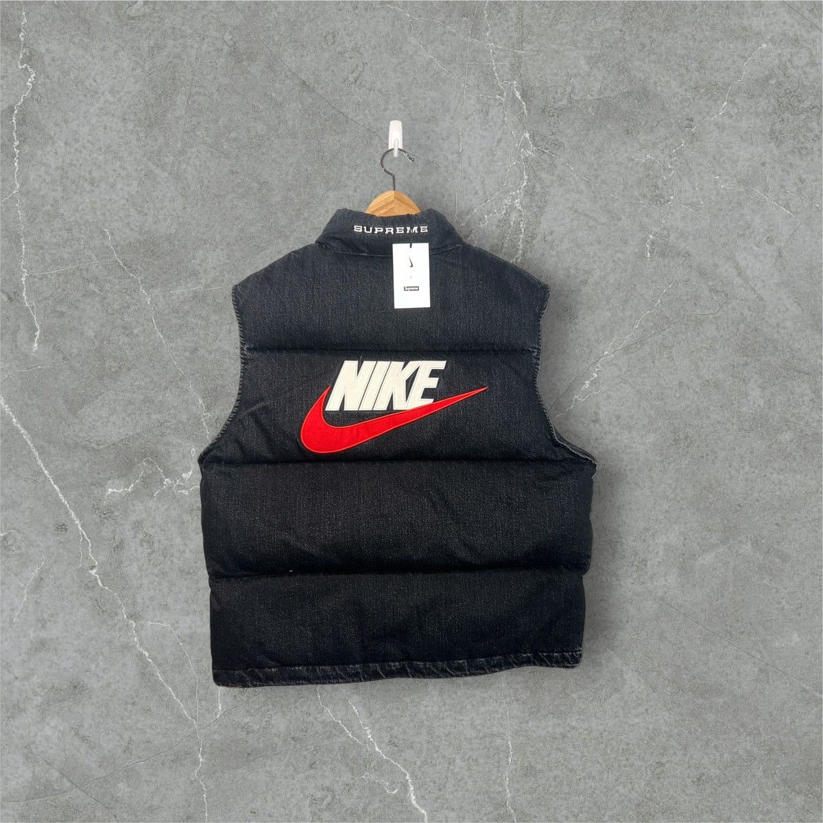 Supreme SUPREME NIKE DENIM PUFFER VEST BLACK | Grailed