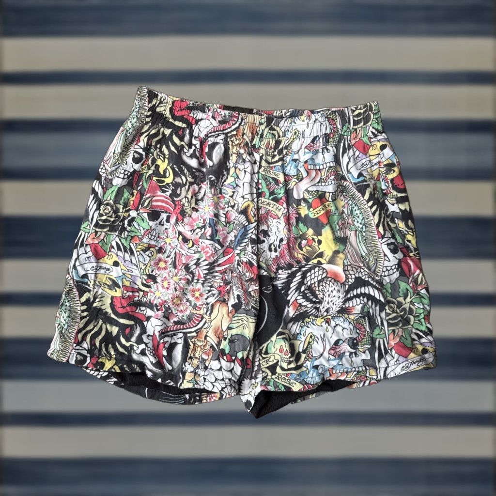 Ed Hardy Ed Hardy Y2K Tattoo College Gym Shorts Men’s Small S Multicolor Athletic Sweat with Drawstring Pockets Logo Size US 29 - 1 Thumbnail