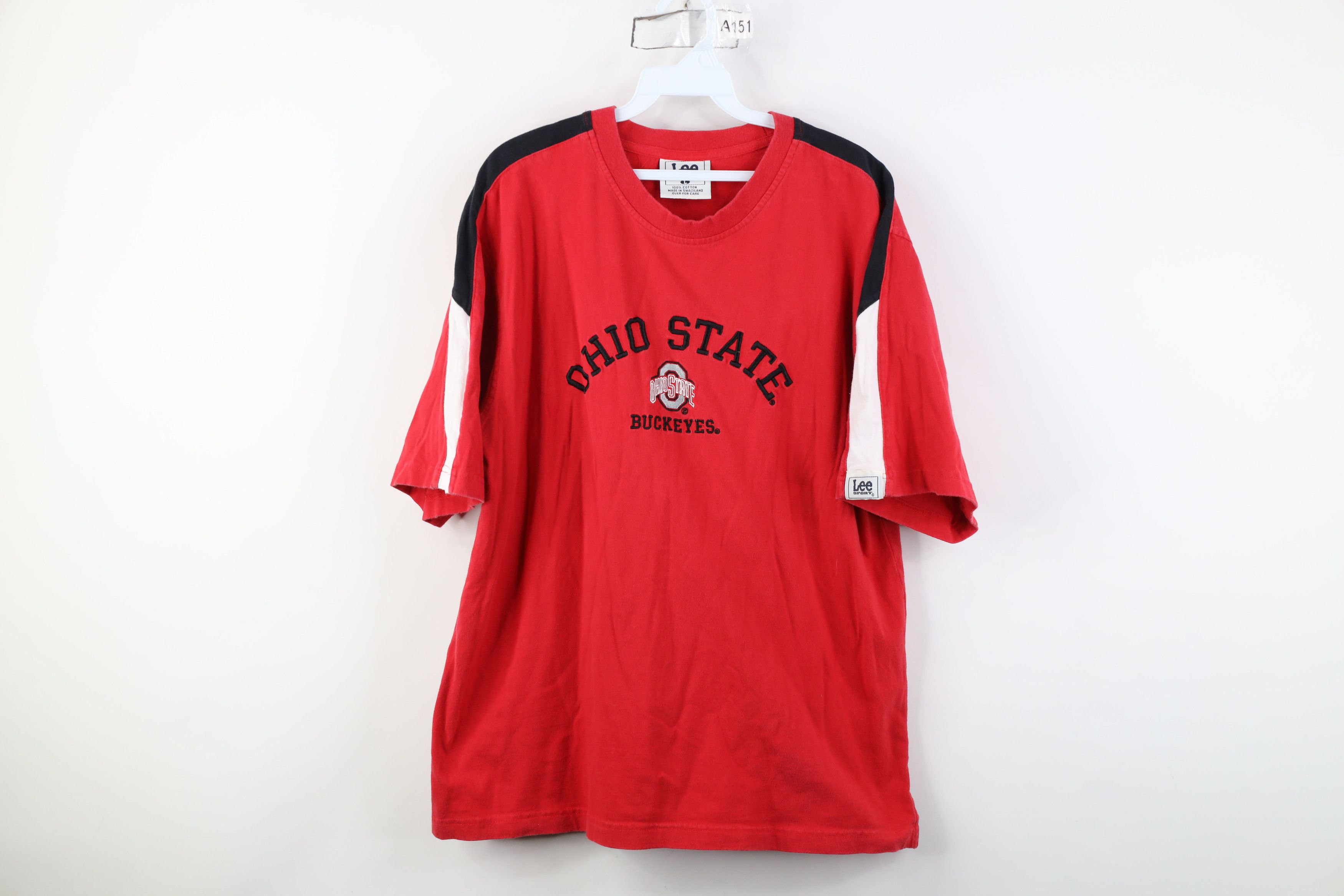 Vintage Vintage 90s Spell Ohio State University T-Shirt Red Cotton Size US L / EU 52-54 / 3 - 1 Thumbnail