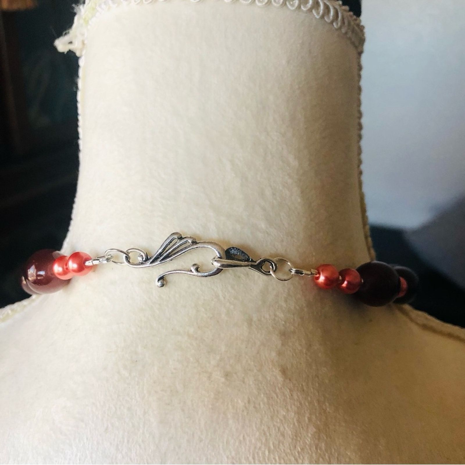Handmade Handcrafted repurpose barrel almandine garnet Pearl necklace Size ONE SIZE - 7 Thumbnail