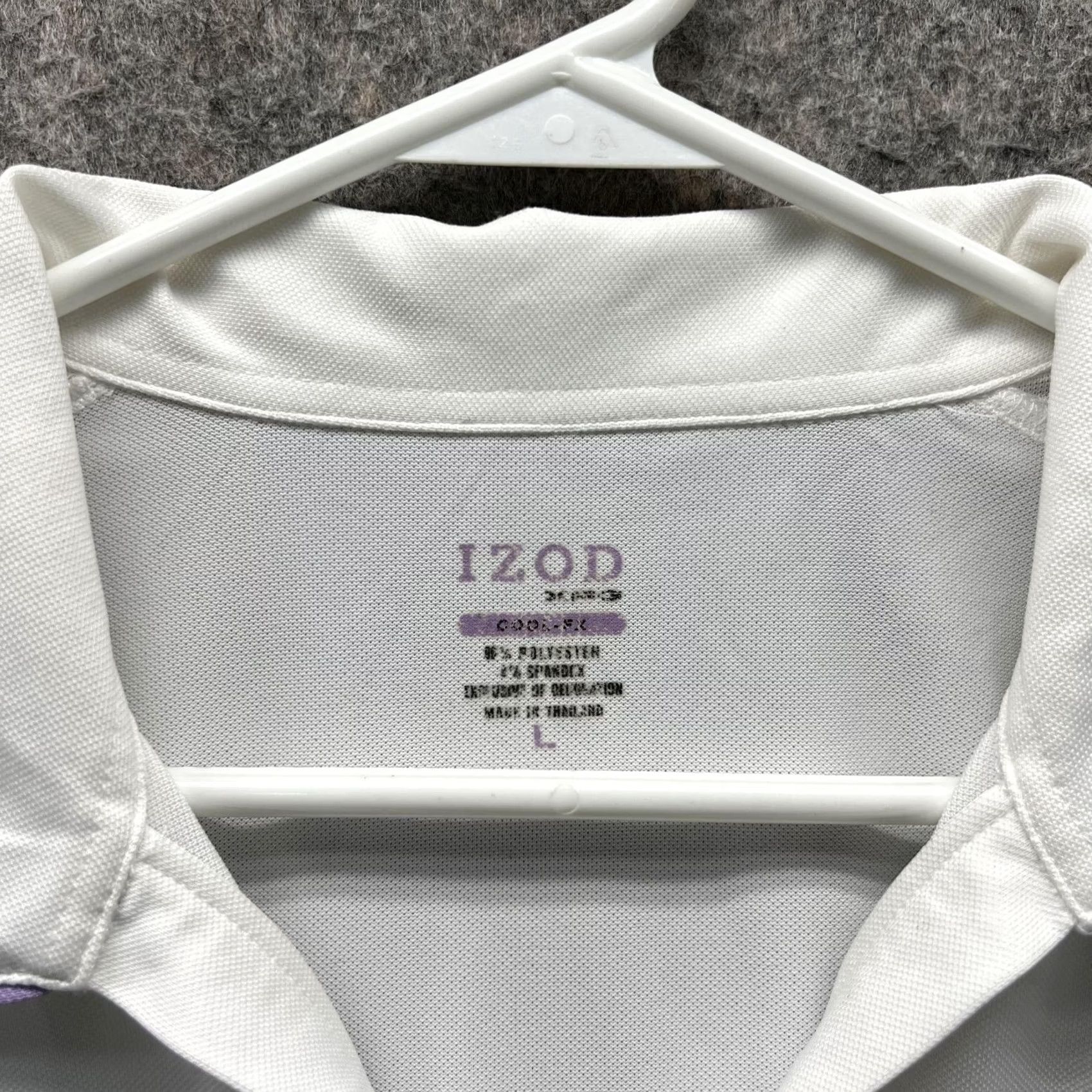 Izod VINTAGE Izod Polo Shirt Women L Purple White Athletic Polyester Spandex Shirt Womens Polo Casual Party/Cocktail Travel 90s? Size L / US 10 / IT 46 - 2 Thumbnail