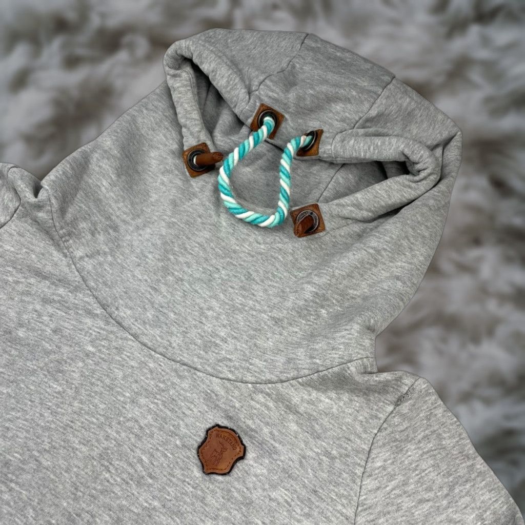 Naketano Women's Pullover Hoodie Sweatshirt Funnel Neck Heather Gray Medium