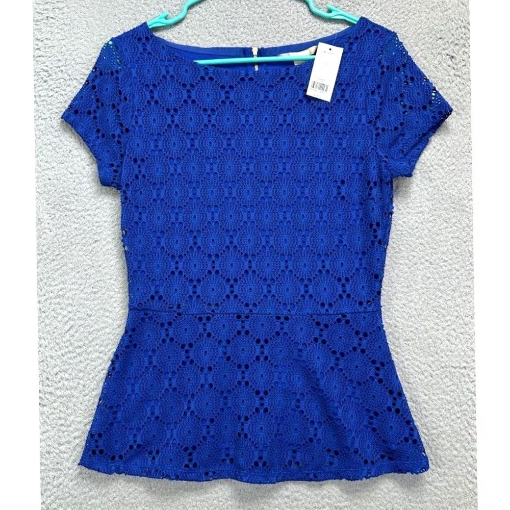 Banana Republic Banana Republic Blouse Shirt Womens 2 Blue Lace Top Stretch Casual Ladies NEW Size XS / US 0-2 / IT 36-38 - 2 Thumbnail