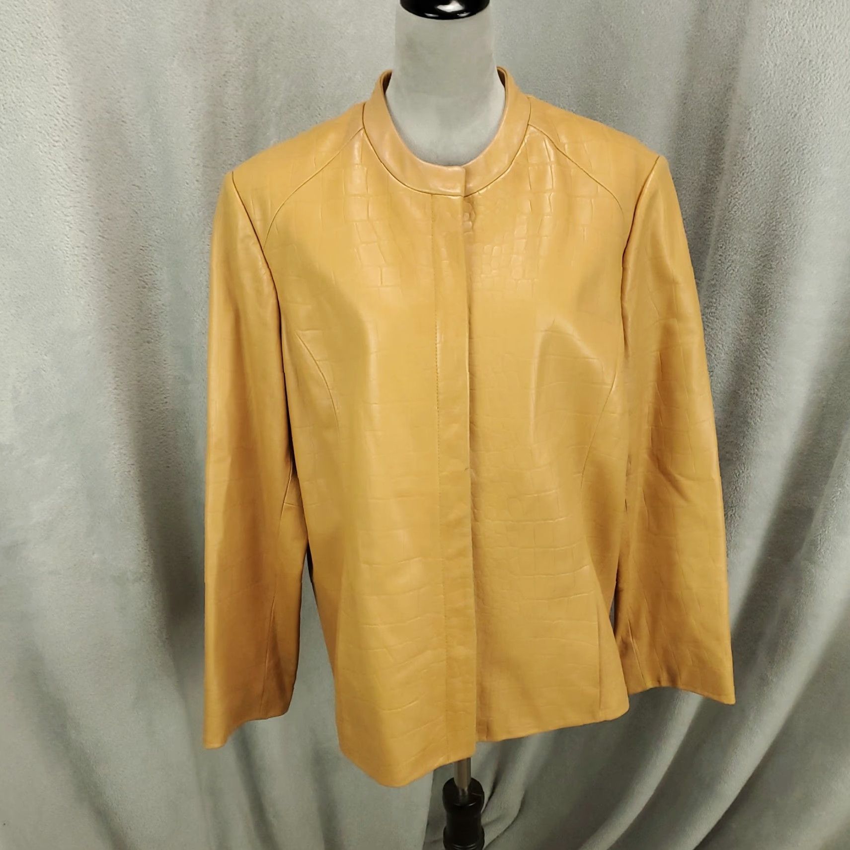 Skin VINTAGE Katherine Kelly Leather Jacket Womens XL Tan Beige Full Zip Lined Jacket Size XL / US 12-14 / IT 48-50 - 2 Thumbnail