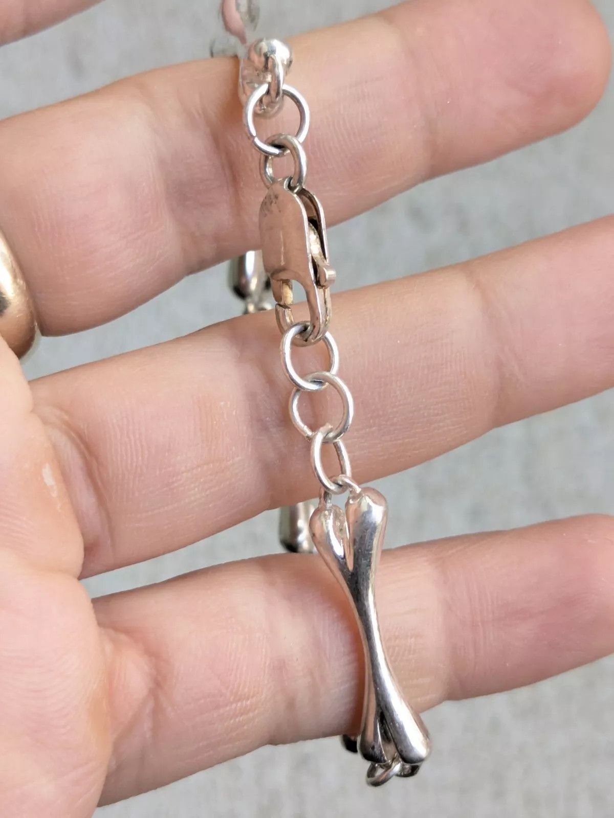 Sterling Silver Vintage Sterling Silver Bracelet Bone Skeleton 7.25" Size ONE SIZE - 10 Thumbnail