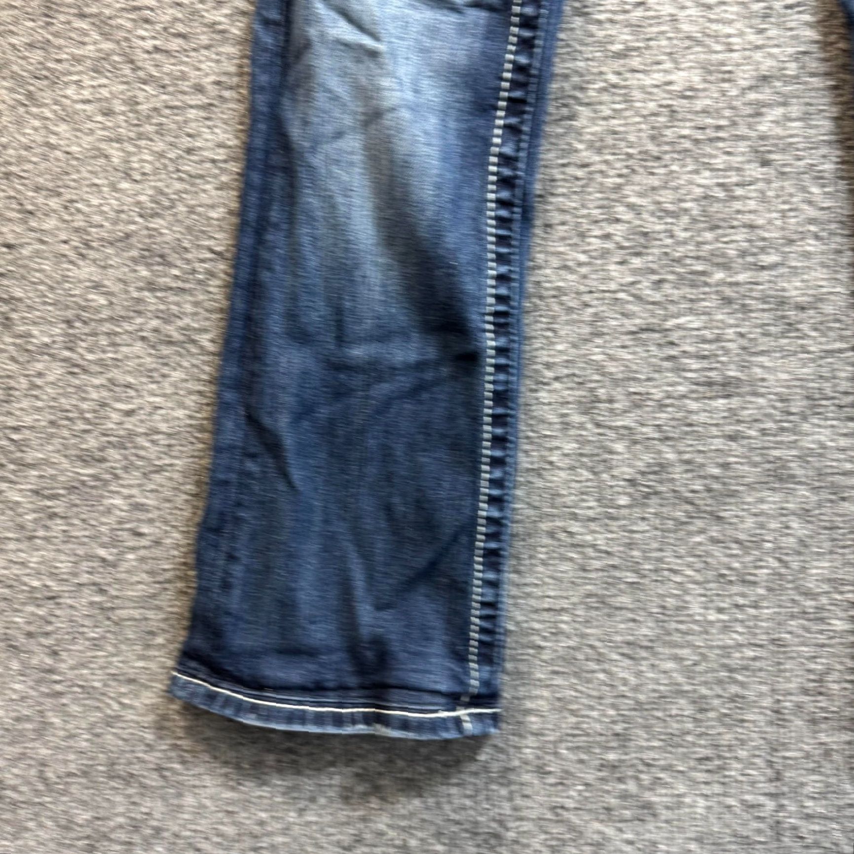 VINTAGE Miss Me Women's Bootcut Jeans 26x27 Low Rise Stretch Blue Embellished Flap Pockets Y2K
