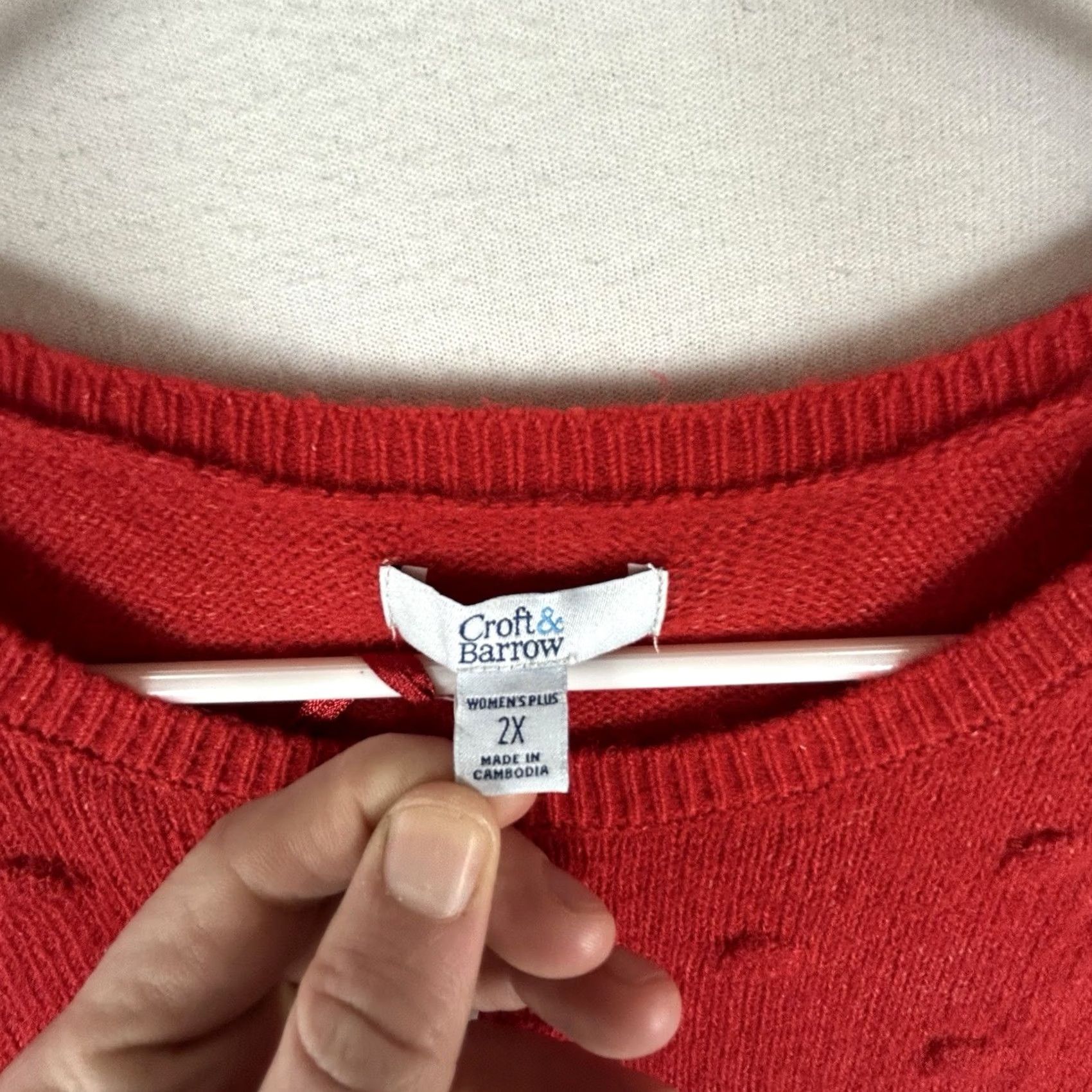 Croft & Barrow Croft & Barrow Crew Neck Sweater Womens 2X Red NWT Plus Size Casual Pullover Knit Lightweight Stretch Long Sleeve Vintage: No Size XXL / US 16-18 / IT 52-54 - 4 Thumbnail